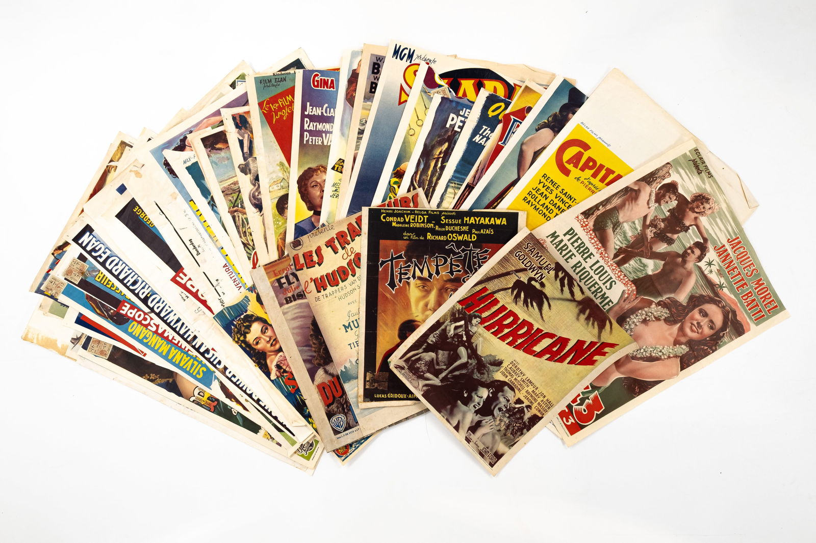 A lot of 48 original Belgian vintage movie theater posters, mostly adventure films (1 of 12)