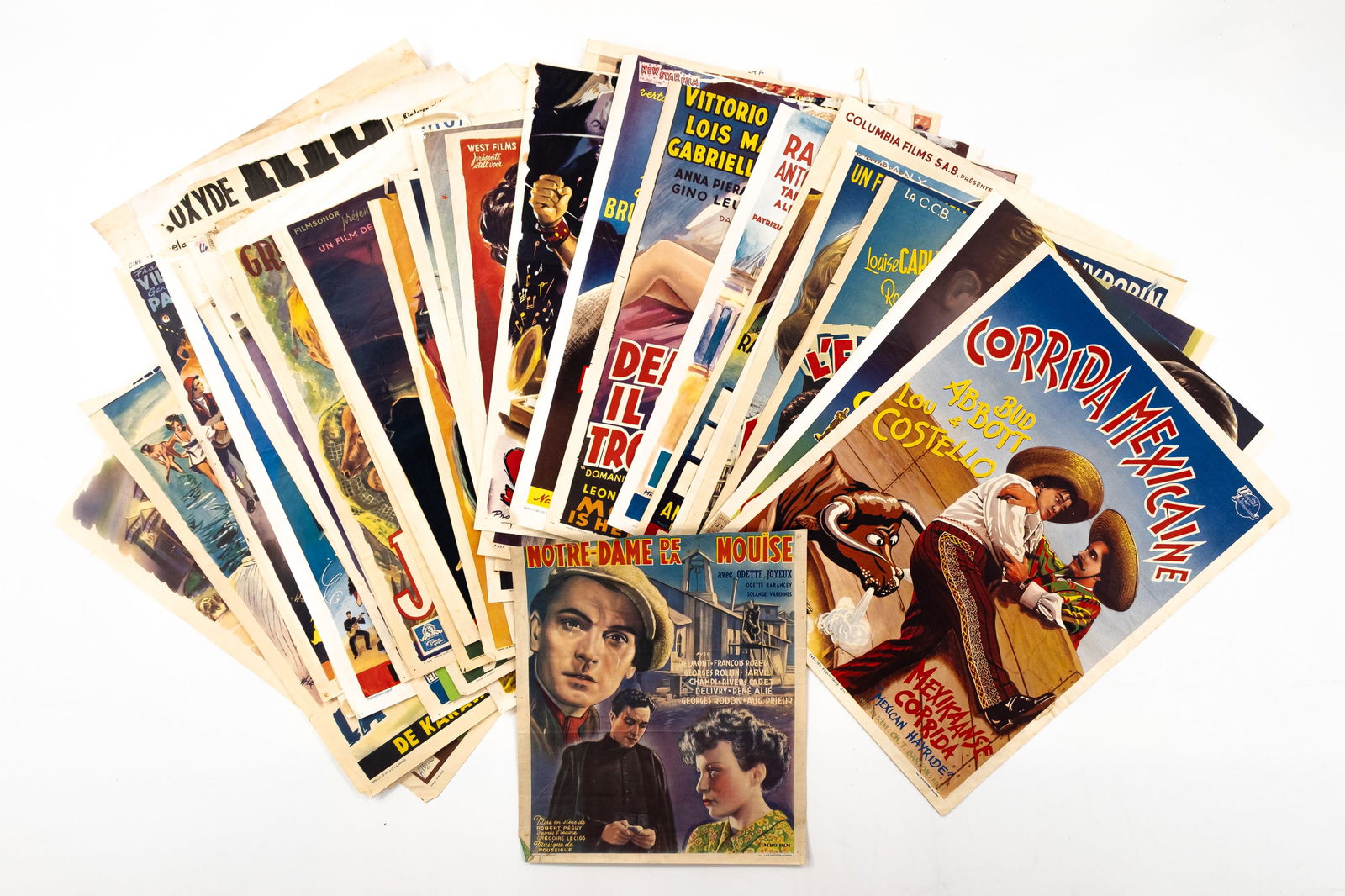 A lot of 40 original Belgian vintage movie theater posters, featuring various themes and styles (1 of 7)