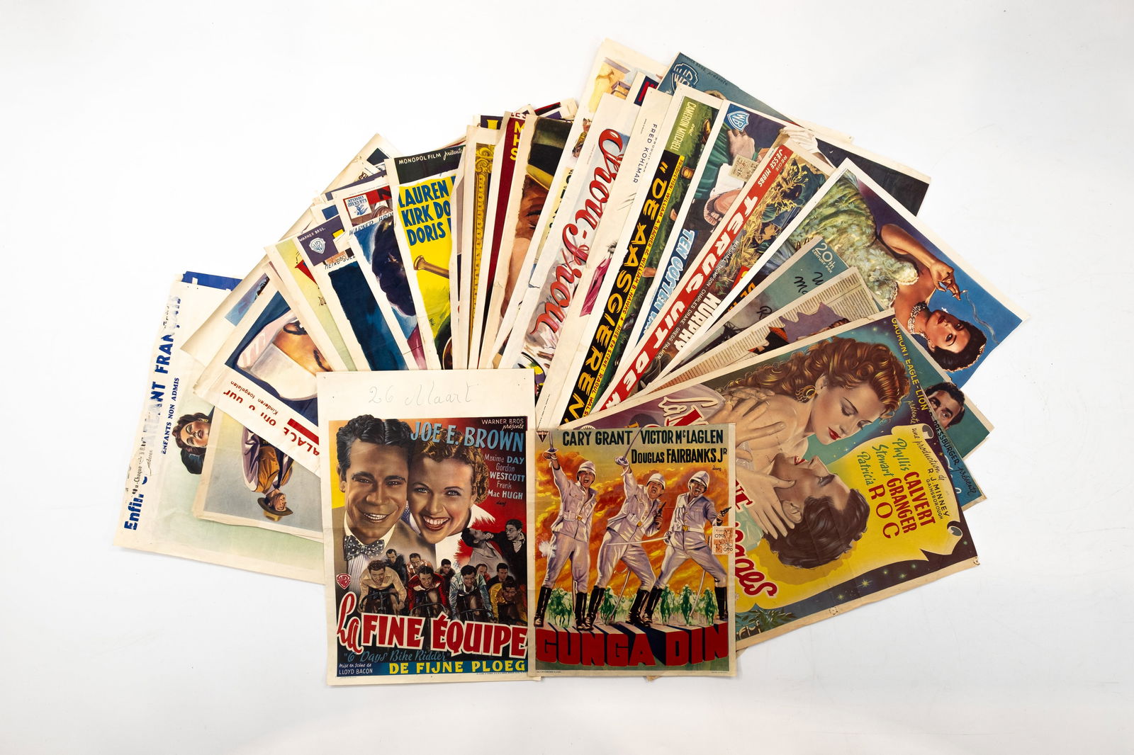 A lot of 43 original Belgian vintage movie theater posters, featuring various themes and styles (1 of 9)