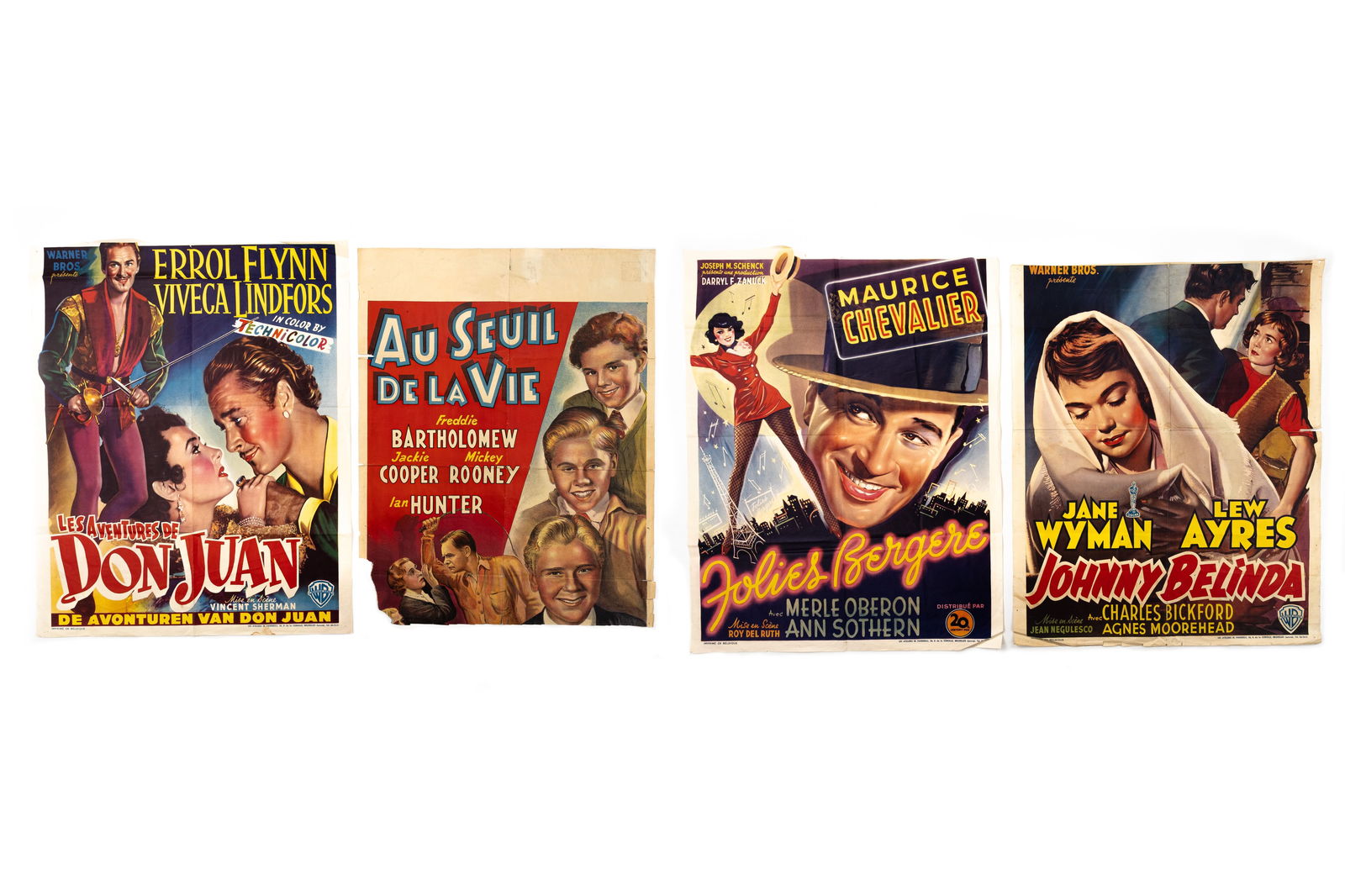 A composed lot of 4 large Original Belgian movie theater posters (1 of 2)