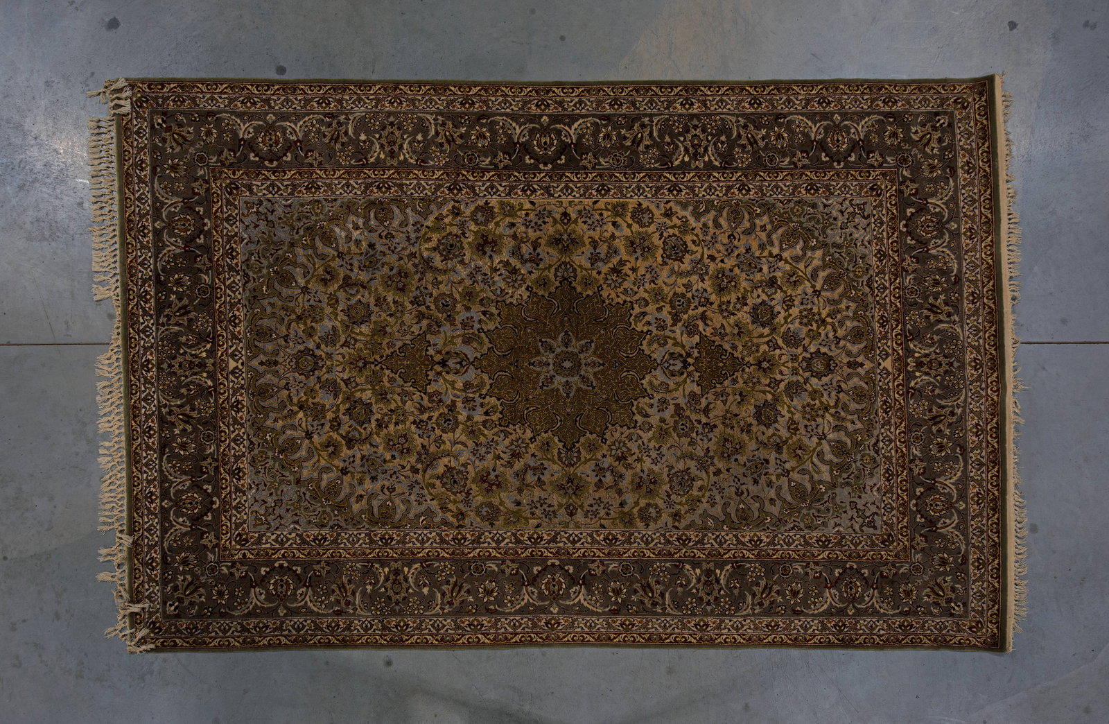 A Persian Nain style finely hand-knotted wool rug with central medallion and floral motifs (1 of 6)