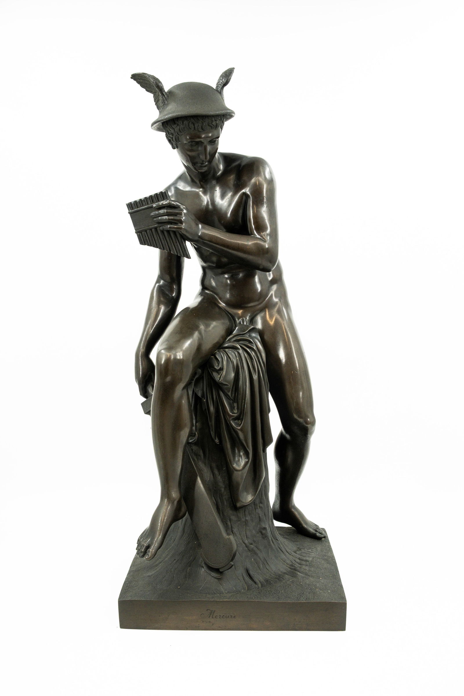 Bertel THORWALDSEN (1768/70-1844) "Mercure". A large and antique patinated spelter sculpture (1 of 15)