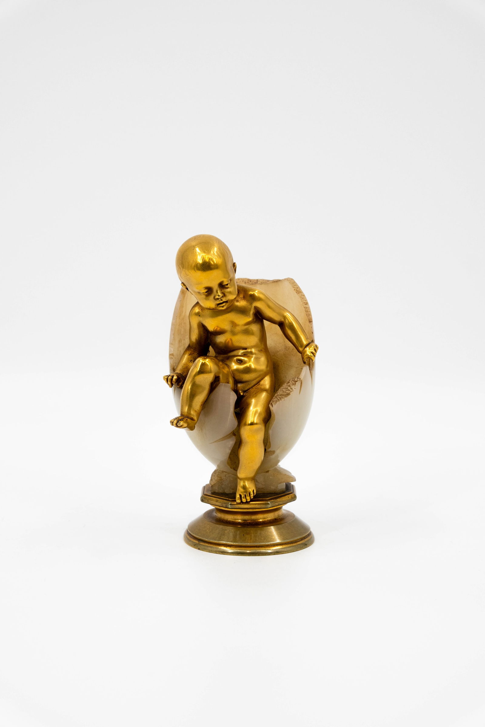 Foundry Thiebaut Frères a Paris (XIX-XX) An antique gilt bronze and carved alabaster sculpture (1 of 7)