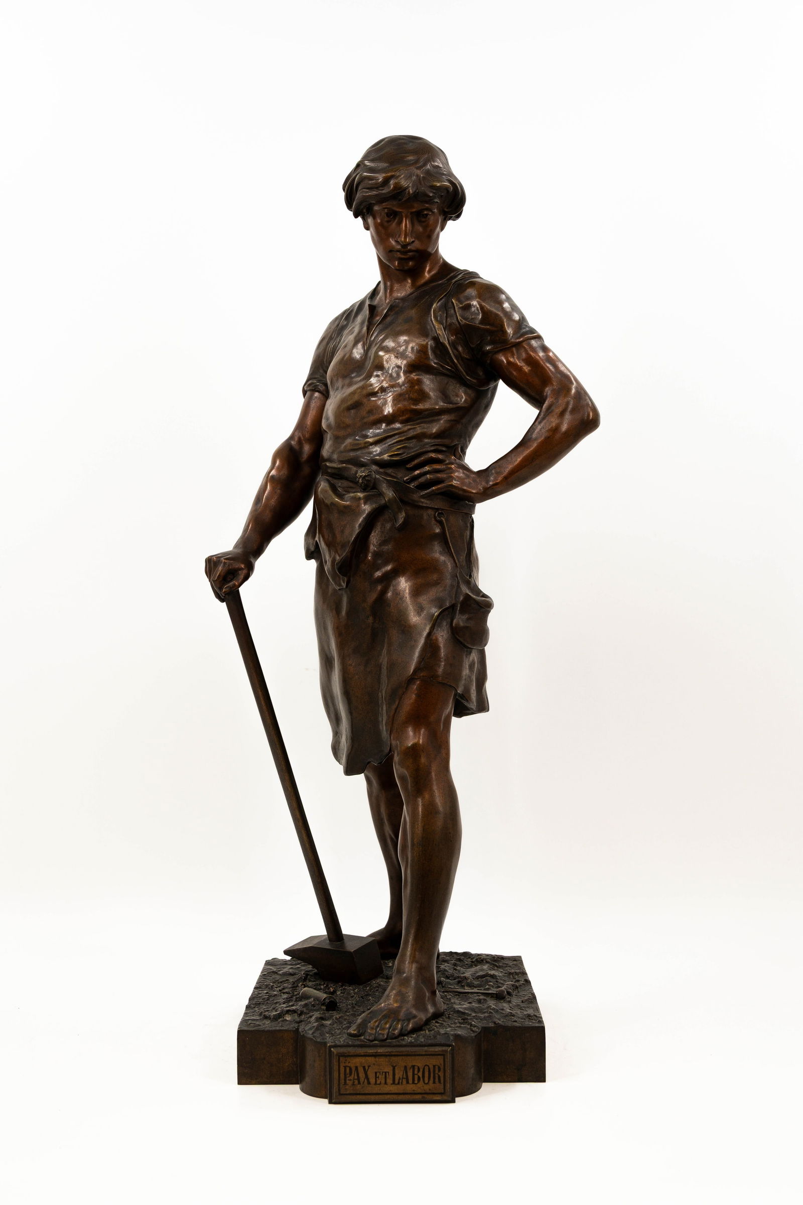 Emile PICAULT (1833-1915) "Pax et Labor", a French antique patinated bronze sculpture. (1 of 14)