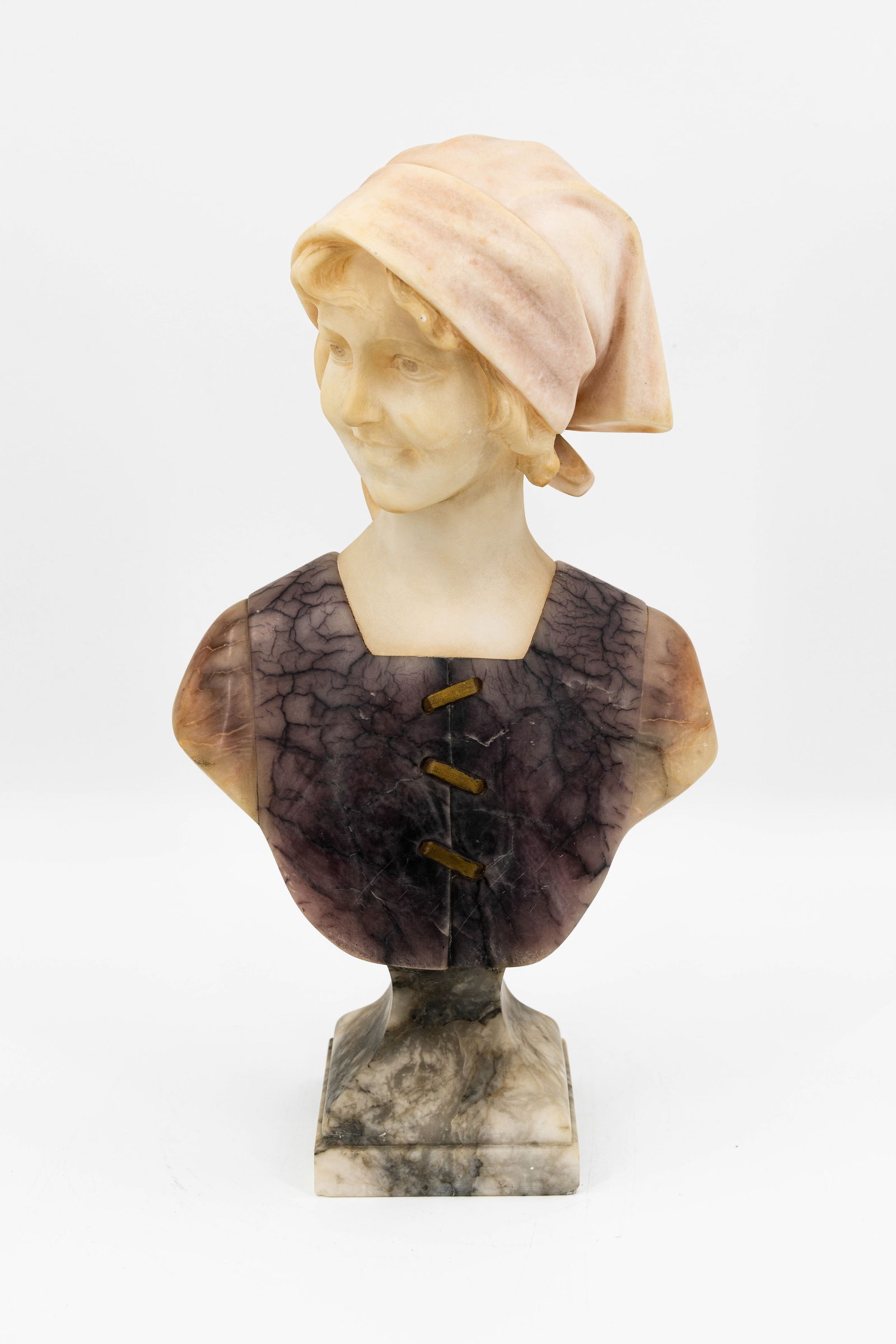 Auguste Henri CARLI (1868-1930) An antique carved alabaster marble sculpture bust (1 of 8)