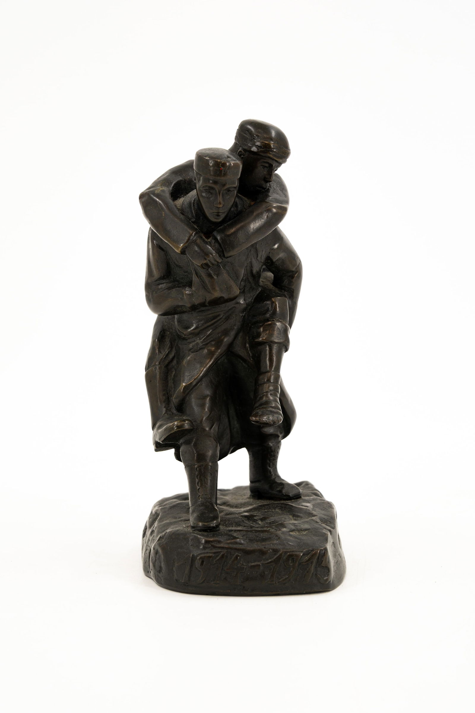 An antique patinated bronze memorial figural sculpture. "1913-1914". (1 of 10)