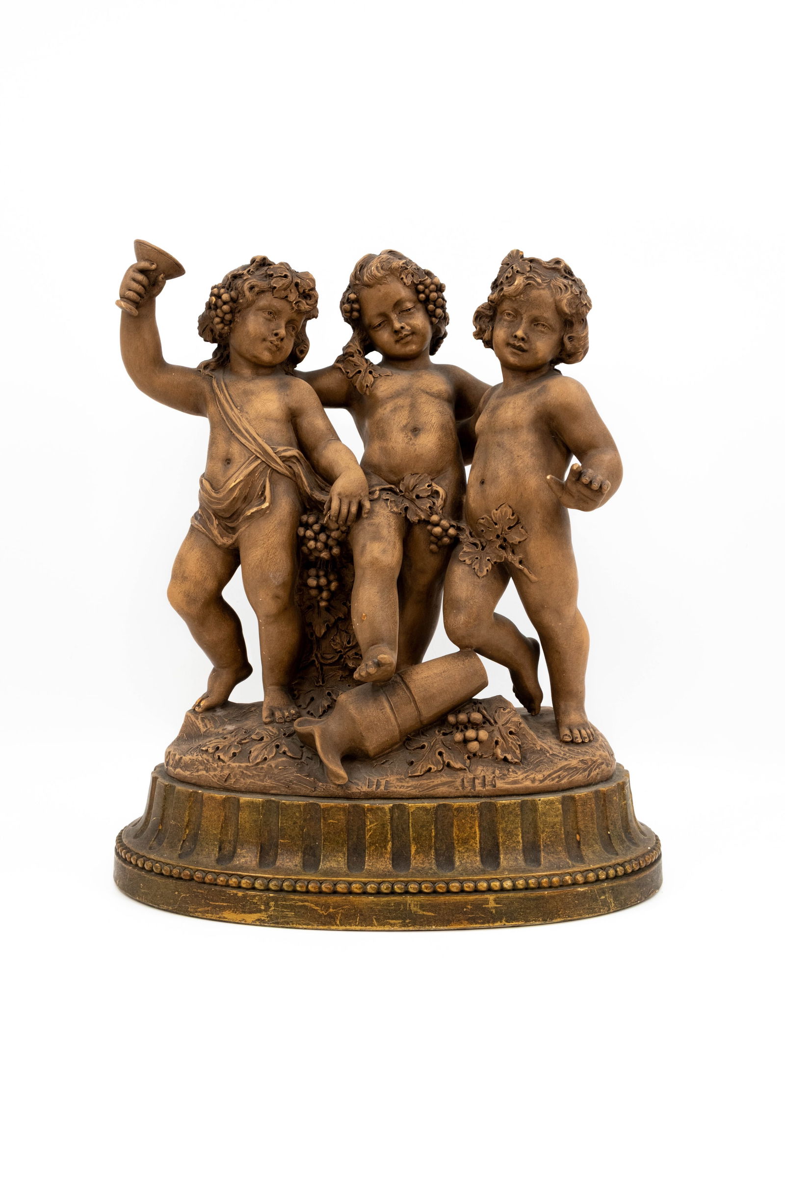 Pierre BALESTRA (XIX-XX) An Italian patinated figural terra cotta group of bacchanial infants (1 of 13)