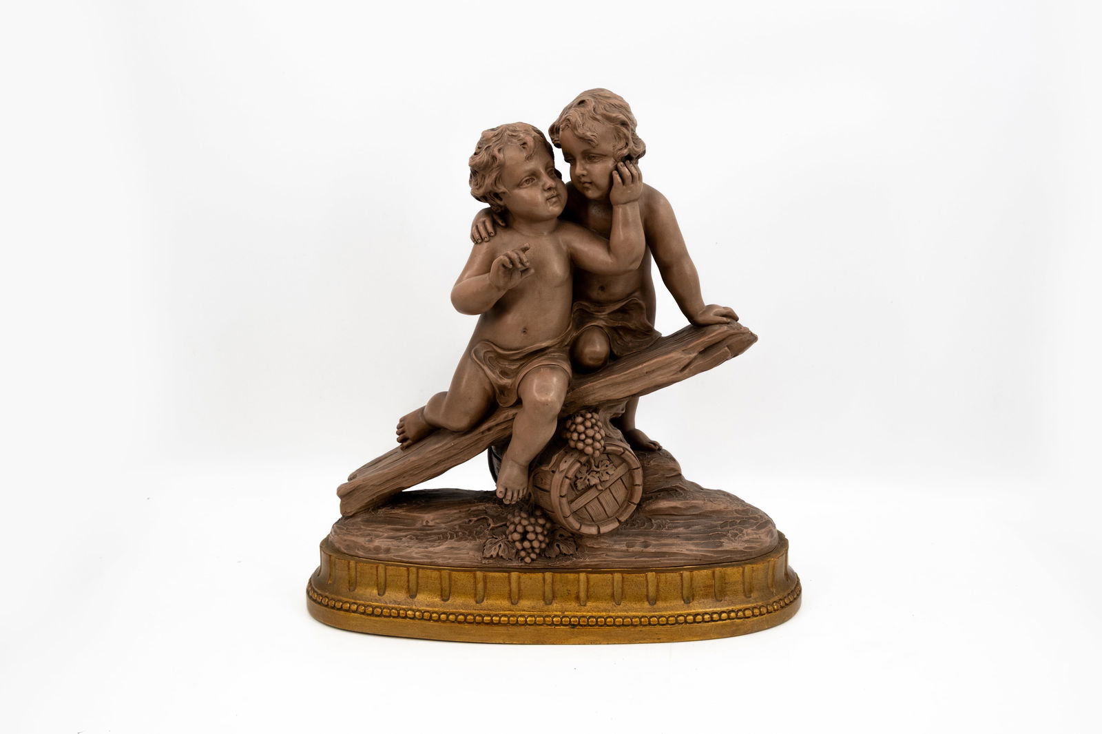 Pierre BALESTRA (XIX-XX) A patinated terra cotta group representing two children (1 of 9)