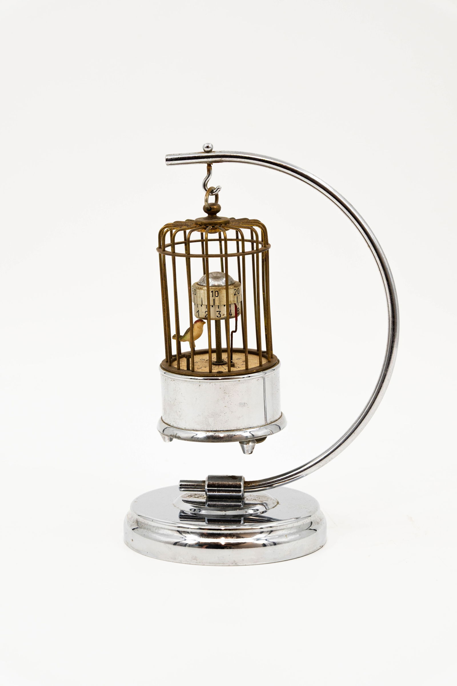 A vintage chromed brass birdcage shaped automaton clock (1 of 8)