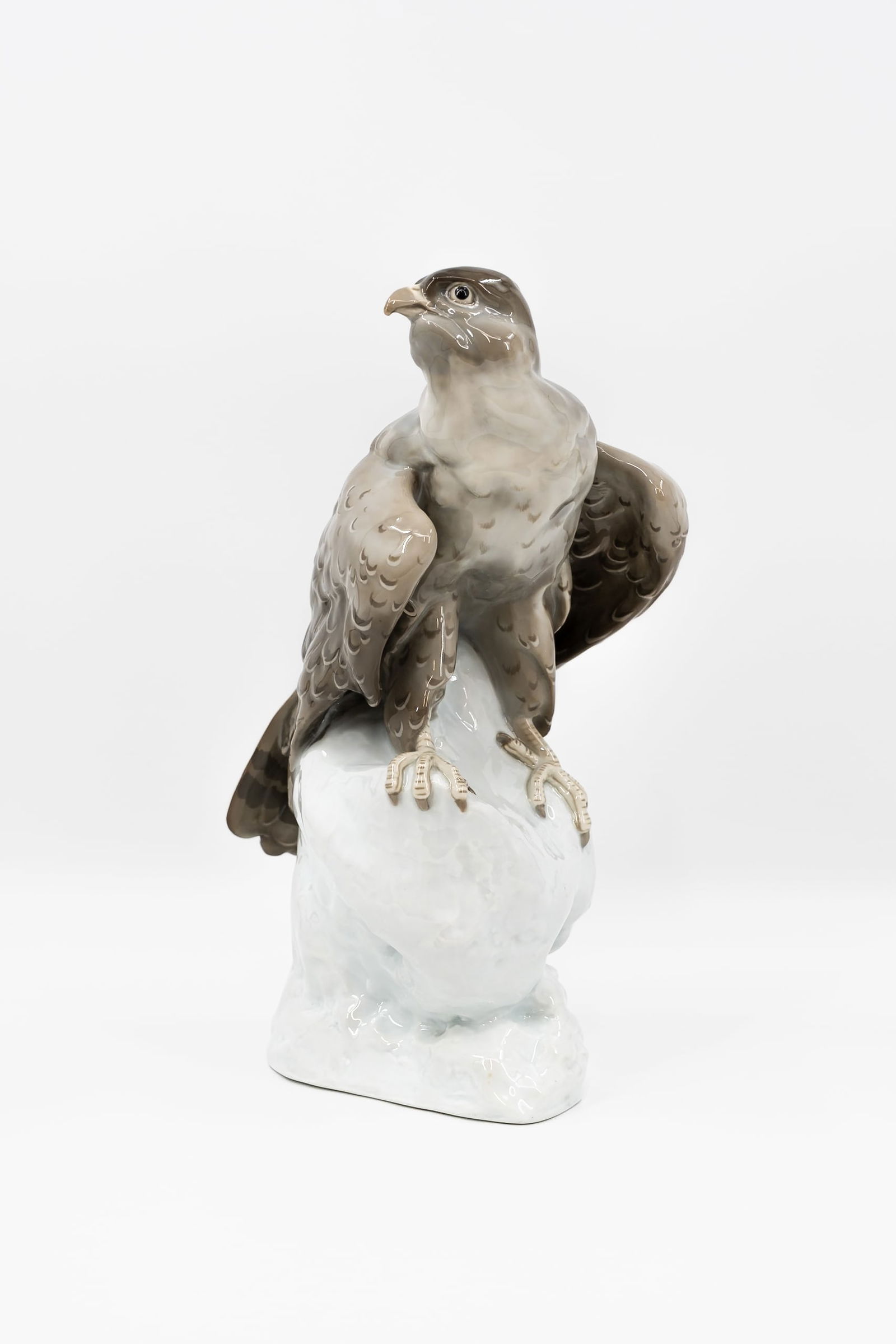 A large German Volkstedt glazed porcelain figure of a sitting eagle (1 of 8)