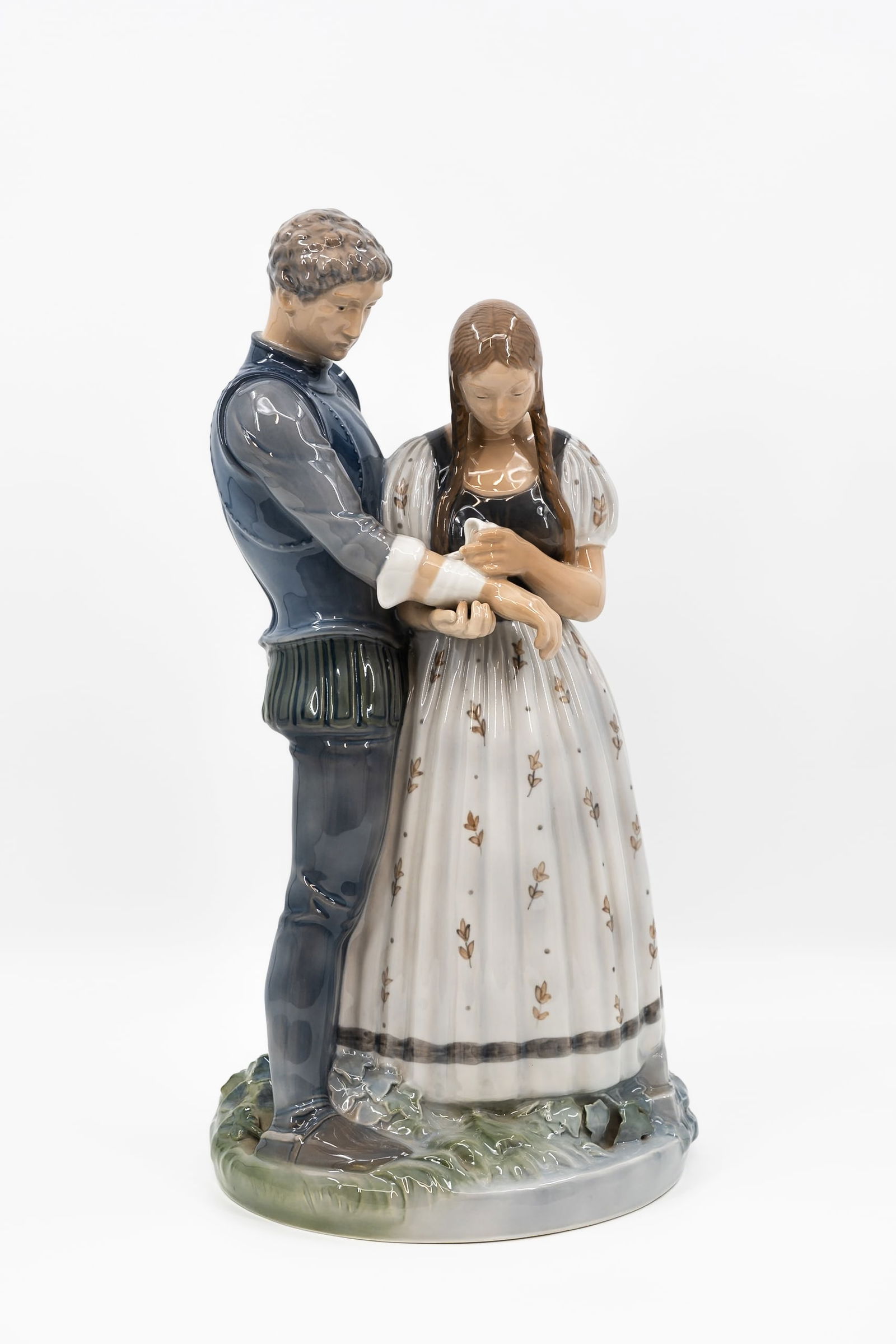 A large Royal Copenhagen decorated porcelain figural group of a Knight and Maiden (1 of 9)