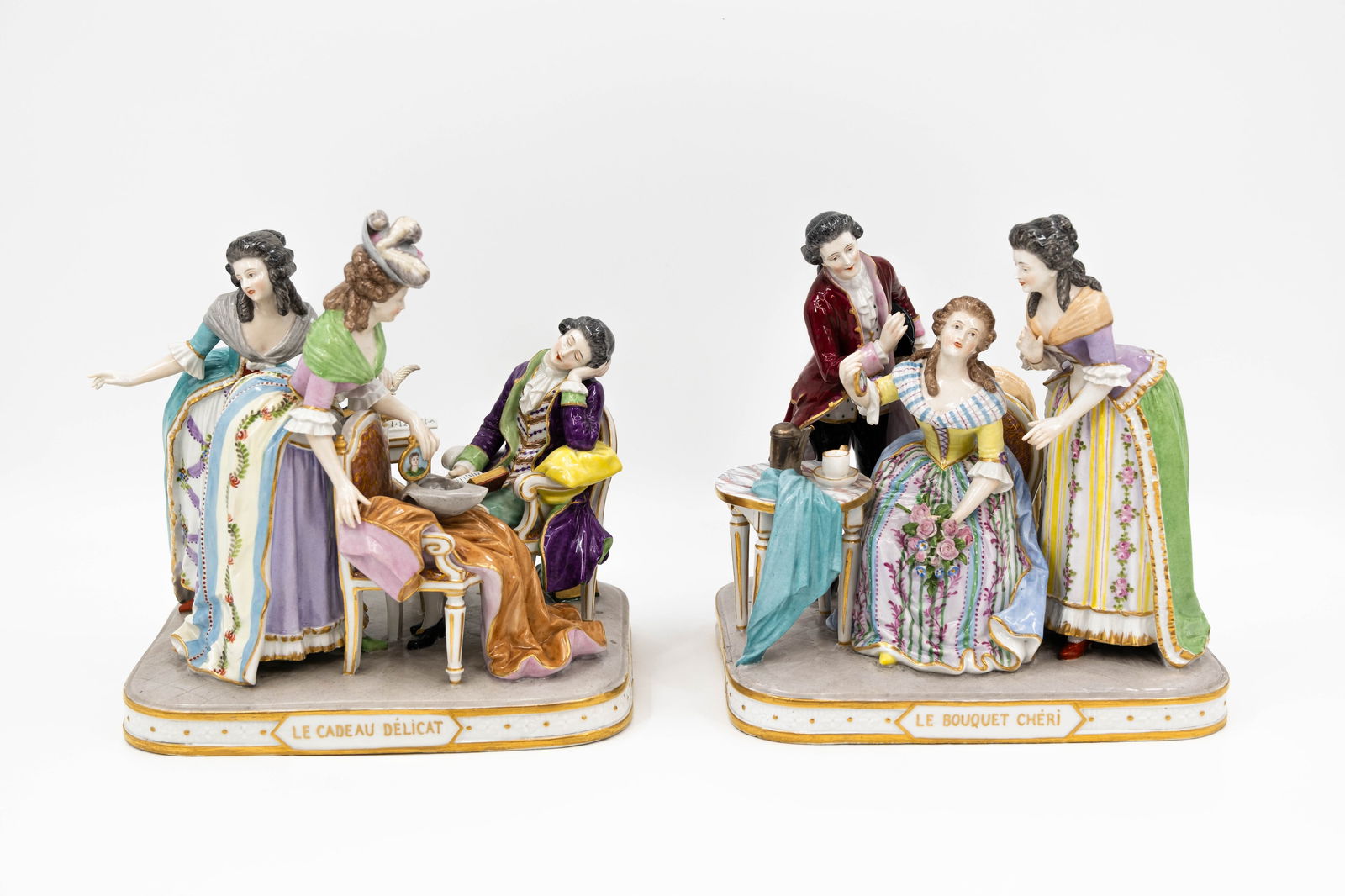 A lot of two antique French Samson various decorated figural porcelain groups (1 of 14)