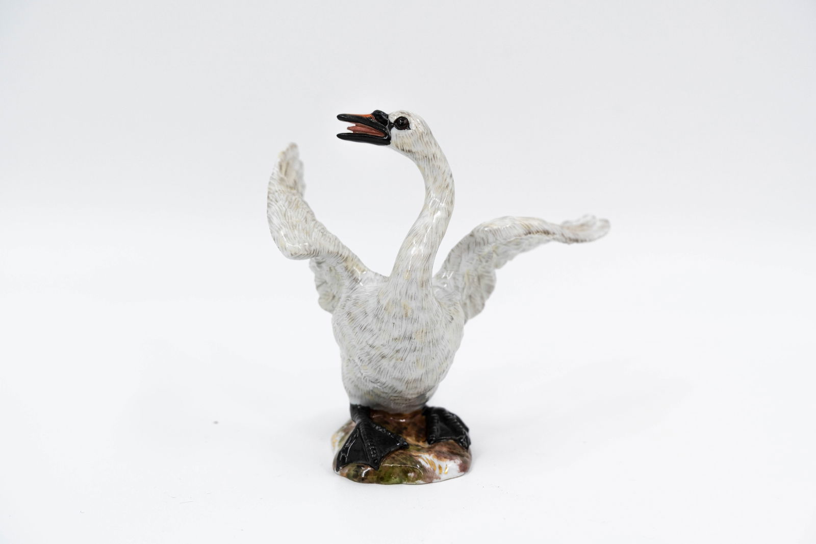 A German Meissen finely decorated porcelain figurines of a swan and bird - 6