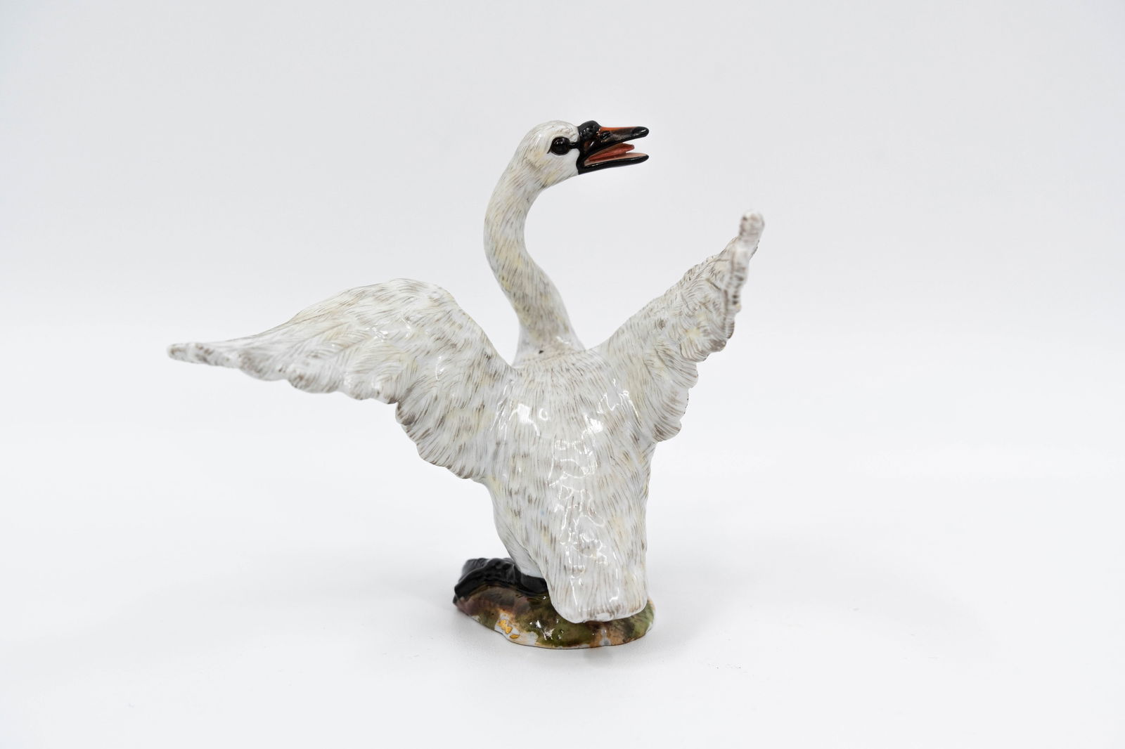 A German Meissen finely decorated porcelain figurines of a swan and bird - 7