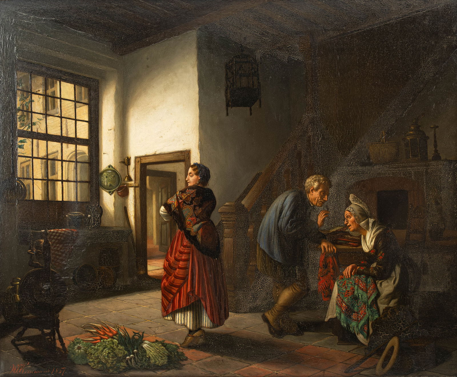 Wilhelmus Jacobus KERREMANS (1828-1889) A large and antique oil on panel painting (1 of 9)