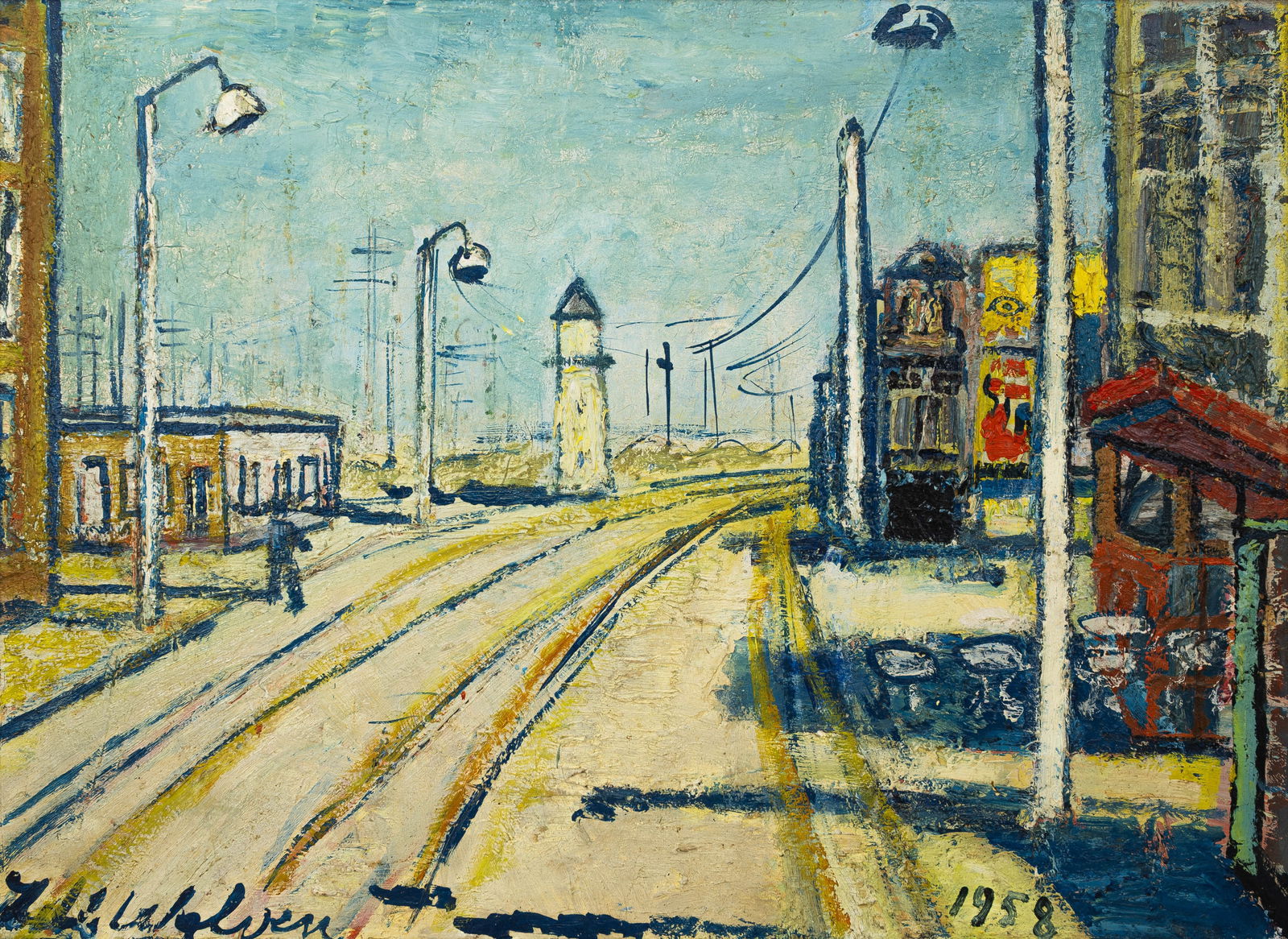 Henri Victor WOLVENS (1896-1977) "Le phare a Bredene", 1958 A large oil on panel painting (1 of 7)