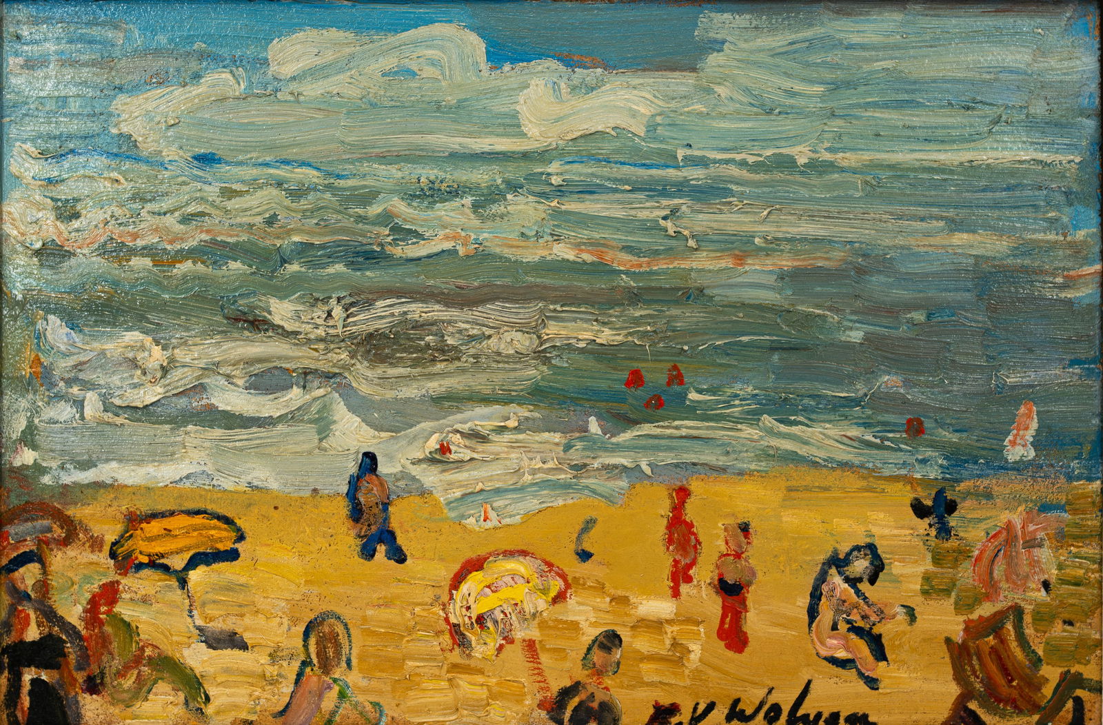 Henri Victor WOLVENS (1896-1977) "Les Baigneuses", a Belgian oil on board painting (1 of 8)