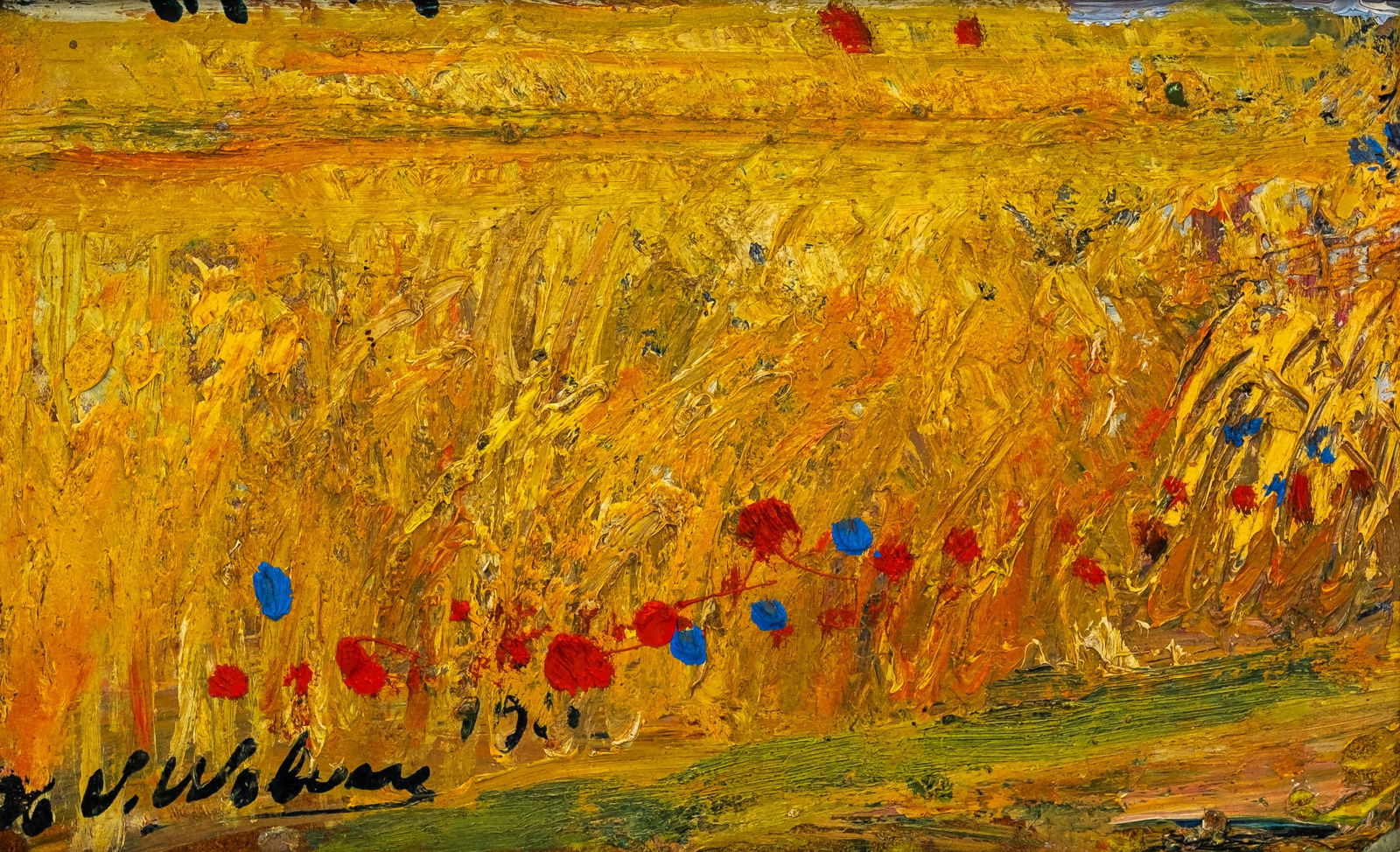 Henri Victor WOLVENS (1896-1977) "Wheat field", a Belgian oil on panel painting (1 of 5)