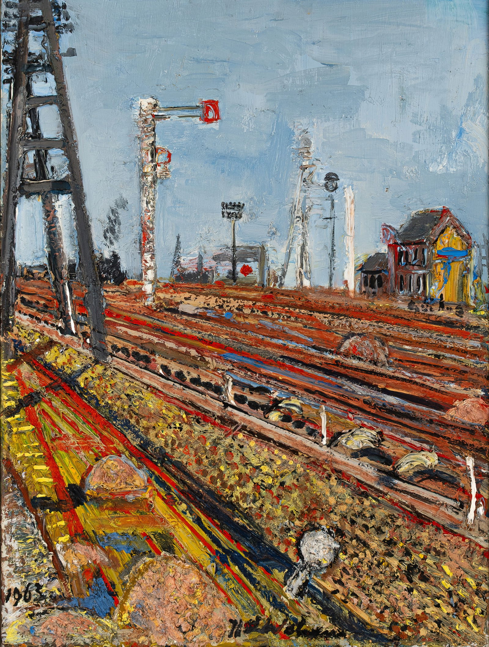 Henri Victor WOLVENS (1896-1977) "The Train Station", 1963. A large oil on canvas painting (1 of 10)