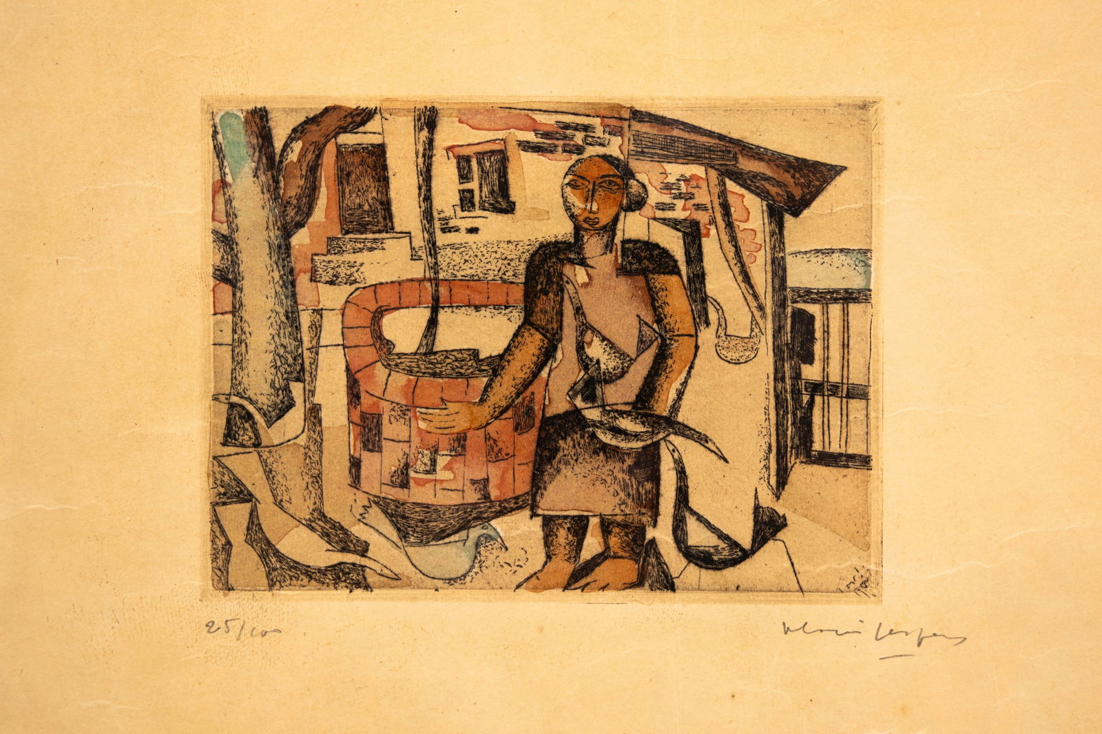 Floris JESPERS (1889-1965) A colored etching engraving on paper (1 of 6)