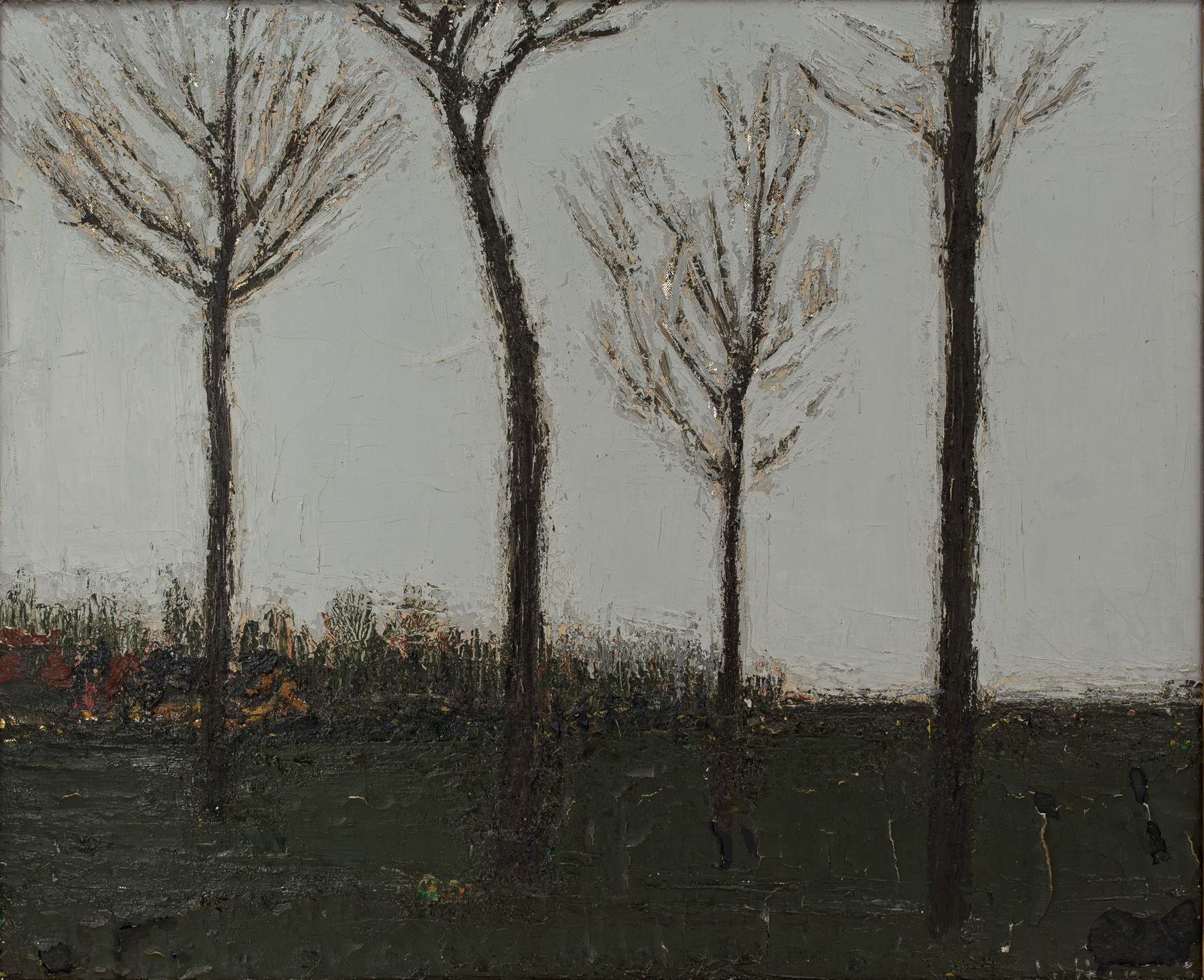 Rik SLABBINCK (1914-1991) "Trees in a landscape". A Belgian oil on canvas painting: Rik SLABBINCK (1914-1991) "Trees in a landscape". A Belgian oil on canvas painting. Signed, 20th century. Condition: important paint loss. Needs to be restored. Report available on