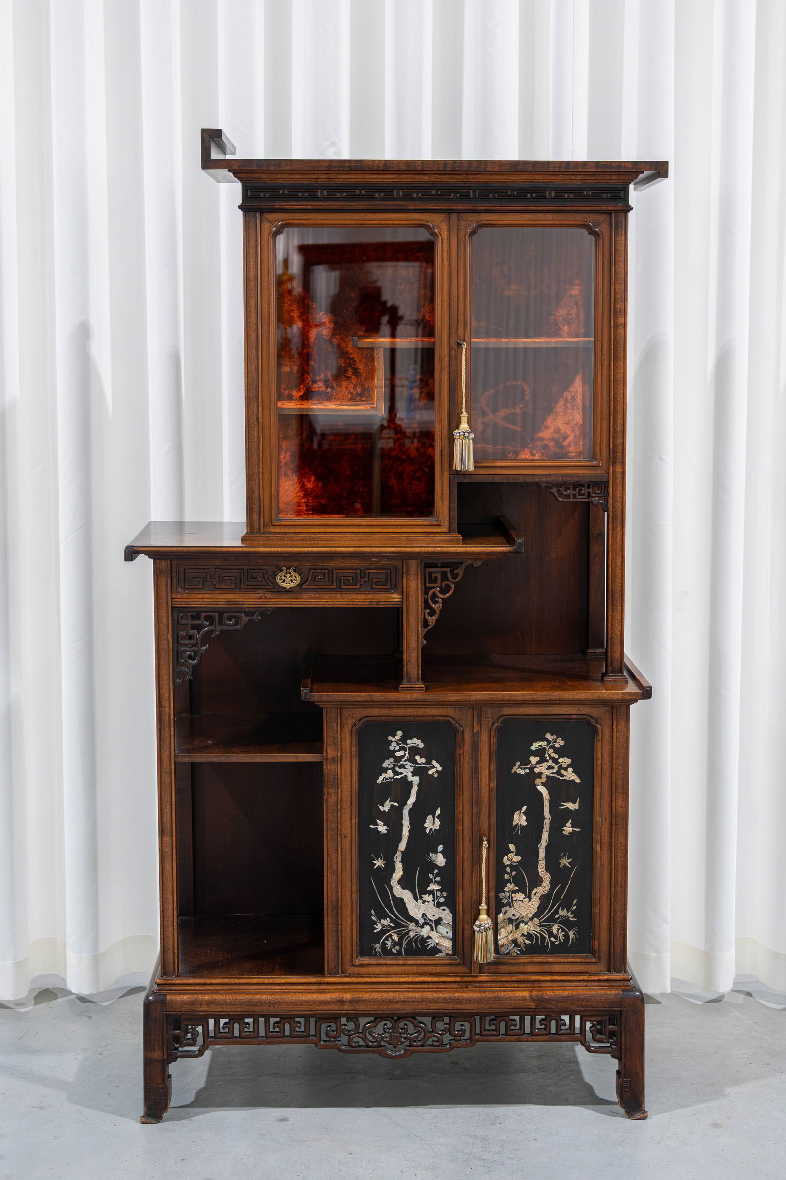 A French Japonism style decorated wood display cabinet (1 of 10)
