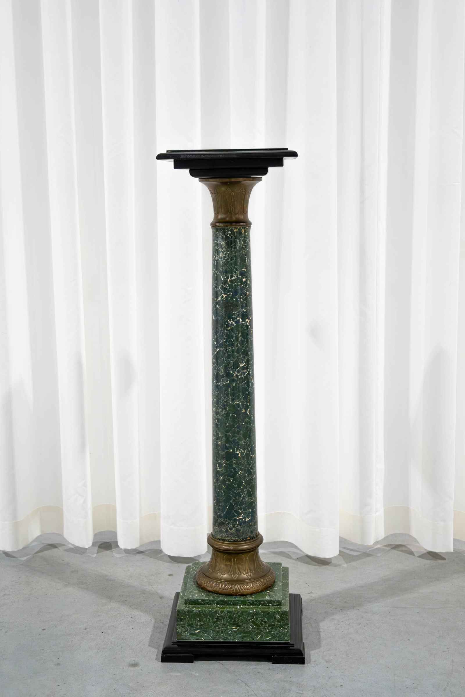 A green and black marble with brass mounted column pedestal (1 of 8)
