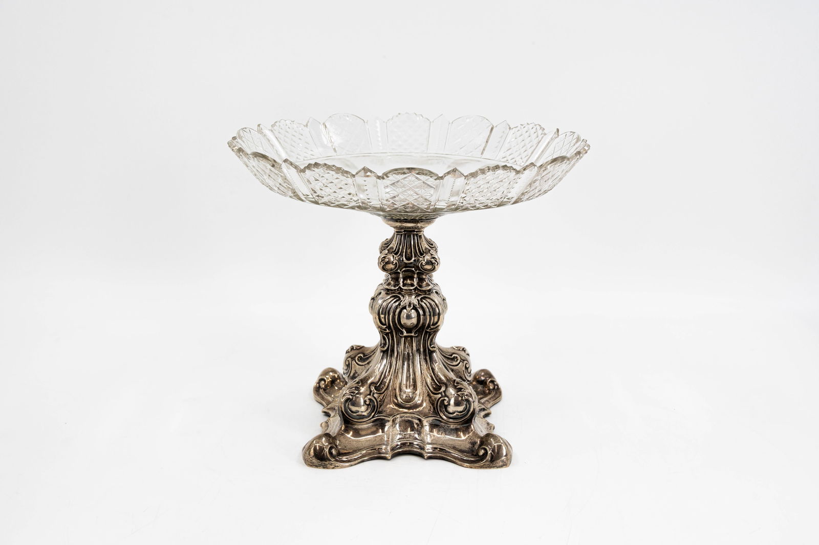 An antique silver and cut crystal fruit bowl center piece (1 of 10)