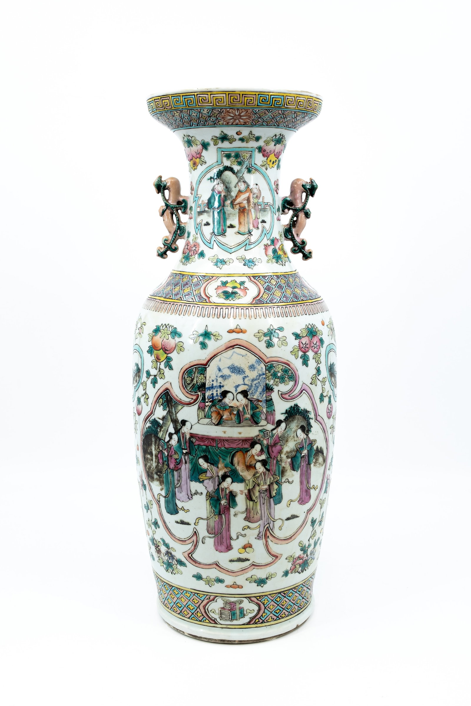 A Chinese Famille rose two-side decorated porcelain vase with figural animated scene (1 of 15)