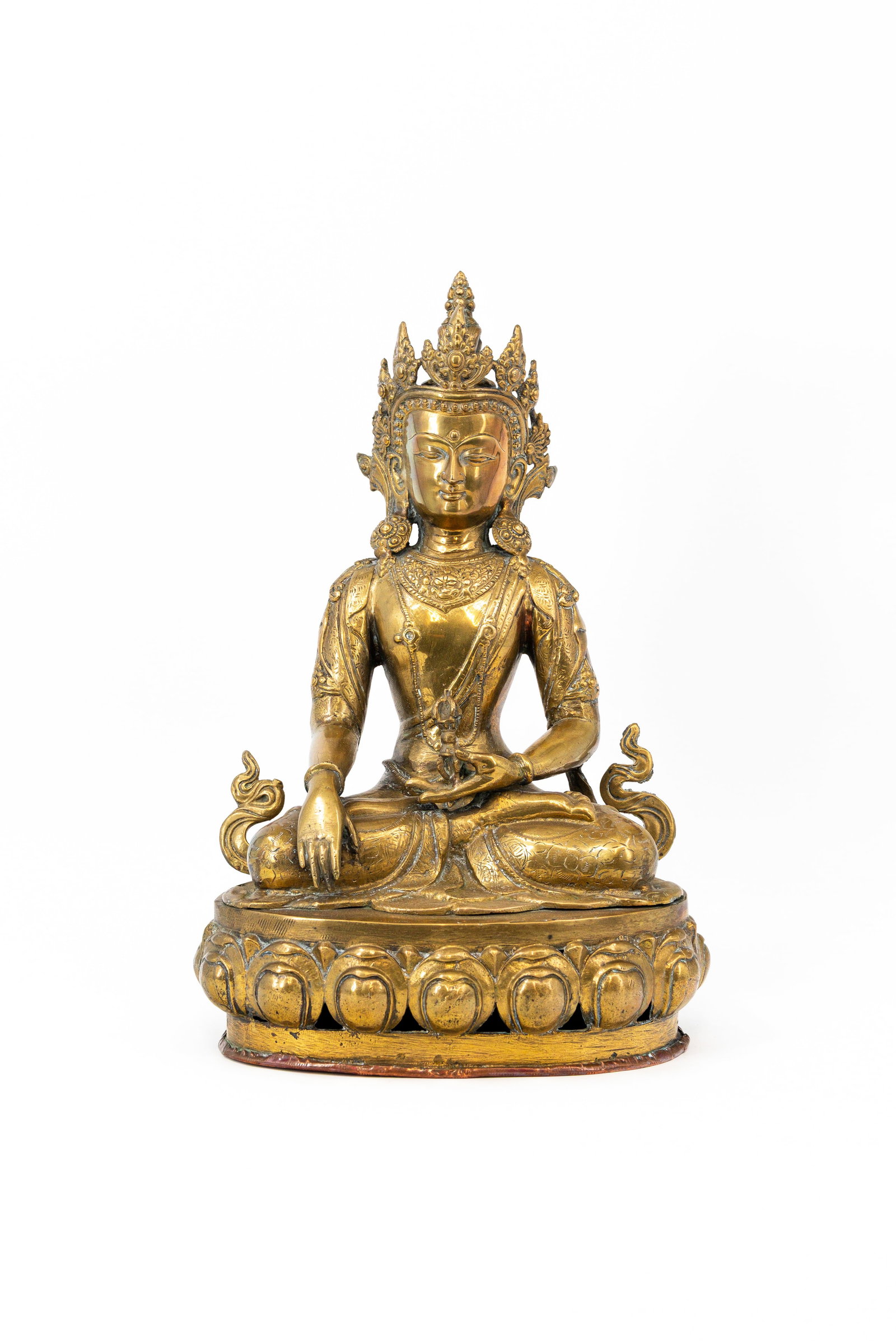 A large and Tibetan decorated bronze Buddha figure of Amitayus (1 of 7)