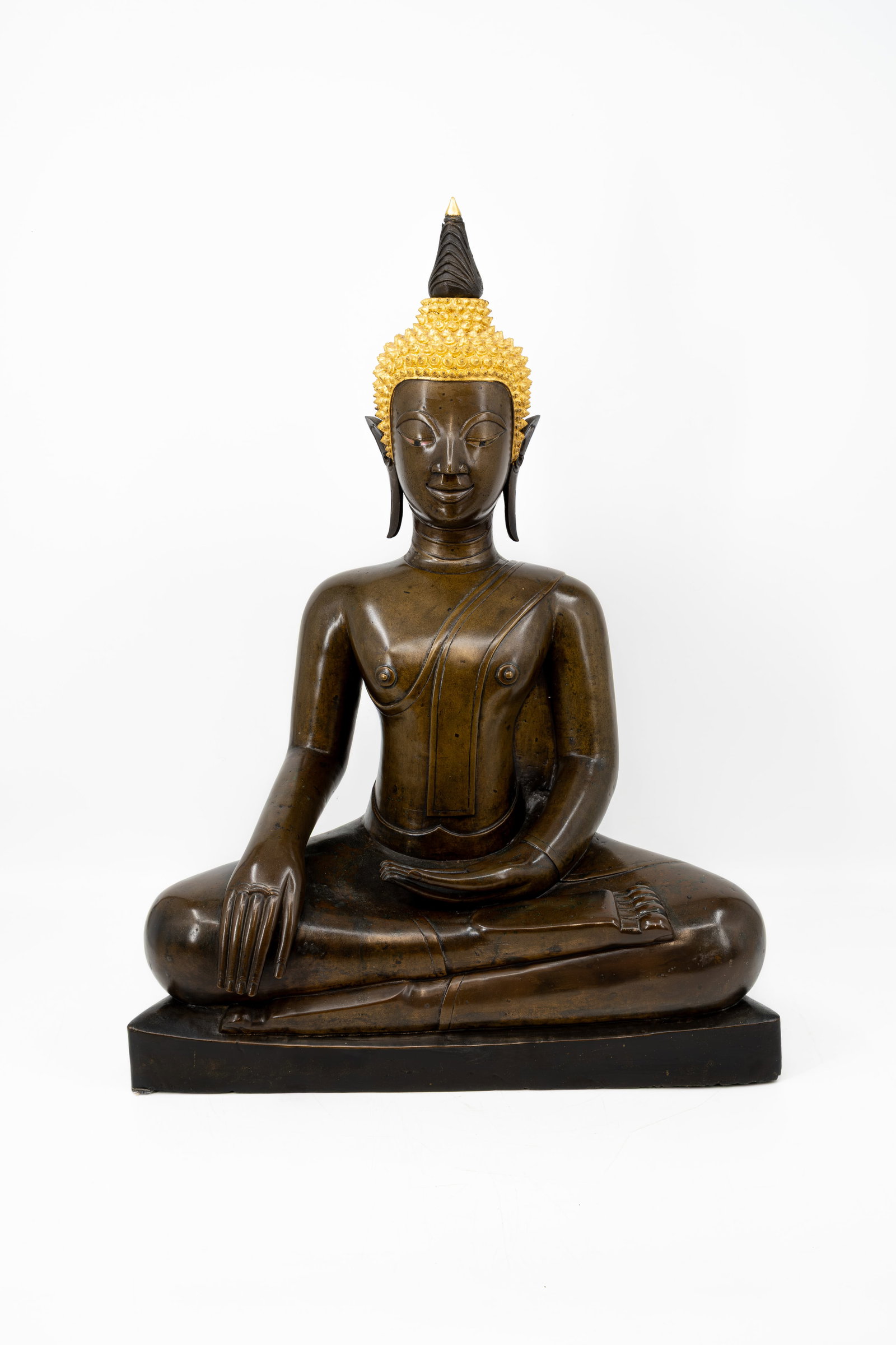 An antique Thai gilt and patinated bronze figure of seated Buddha Ayutthaya (1 of 12)