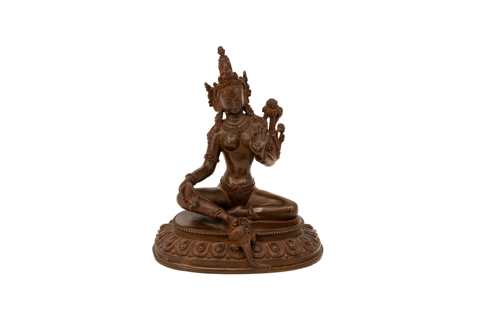 A Tibetan patinated bronze seated Buddha figure of Tara (1 of 9)