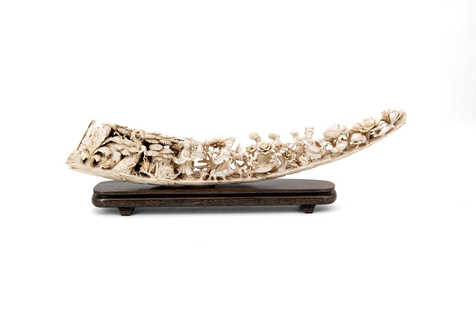 An antique Chinese carved ivory figural openwork sculpture (1 of 9)