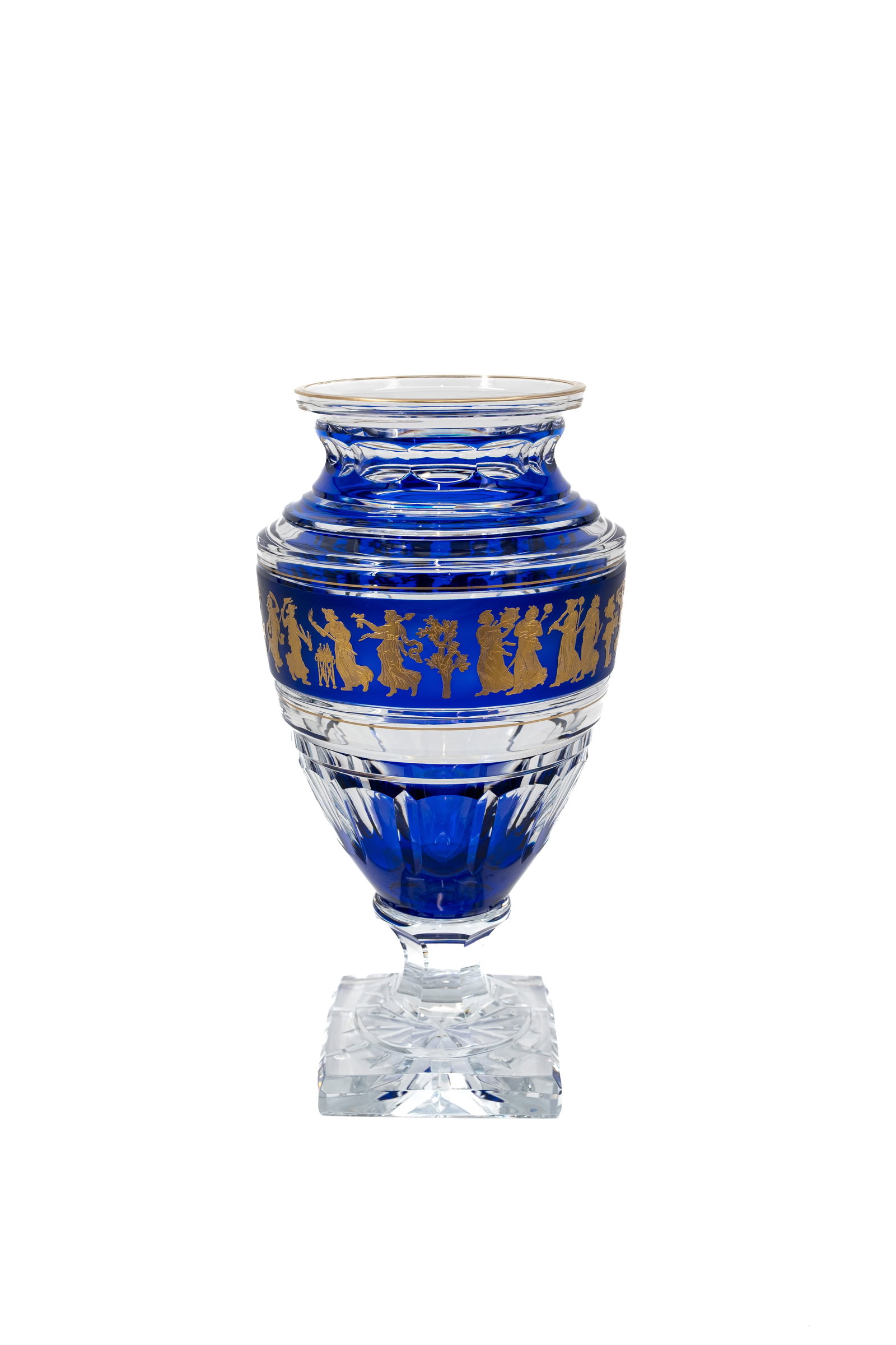 A large Belgian Val Saint Lambert cut crystal vase, model Jupiter with the Danse de Flore motif (1 of 10)
