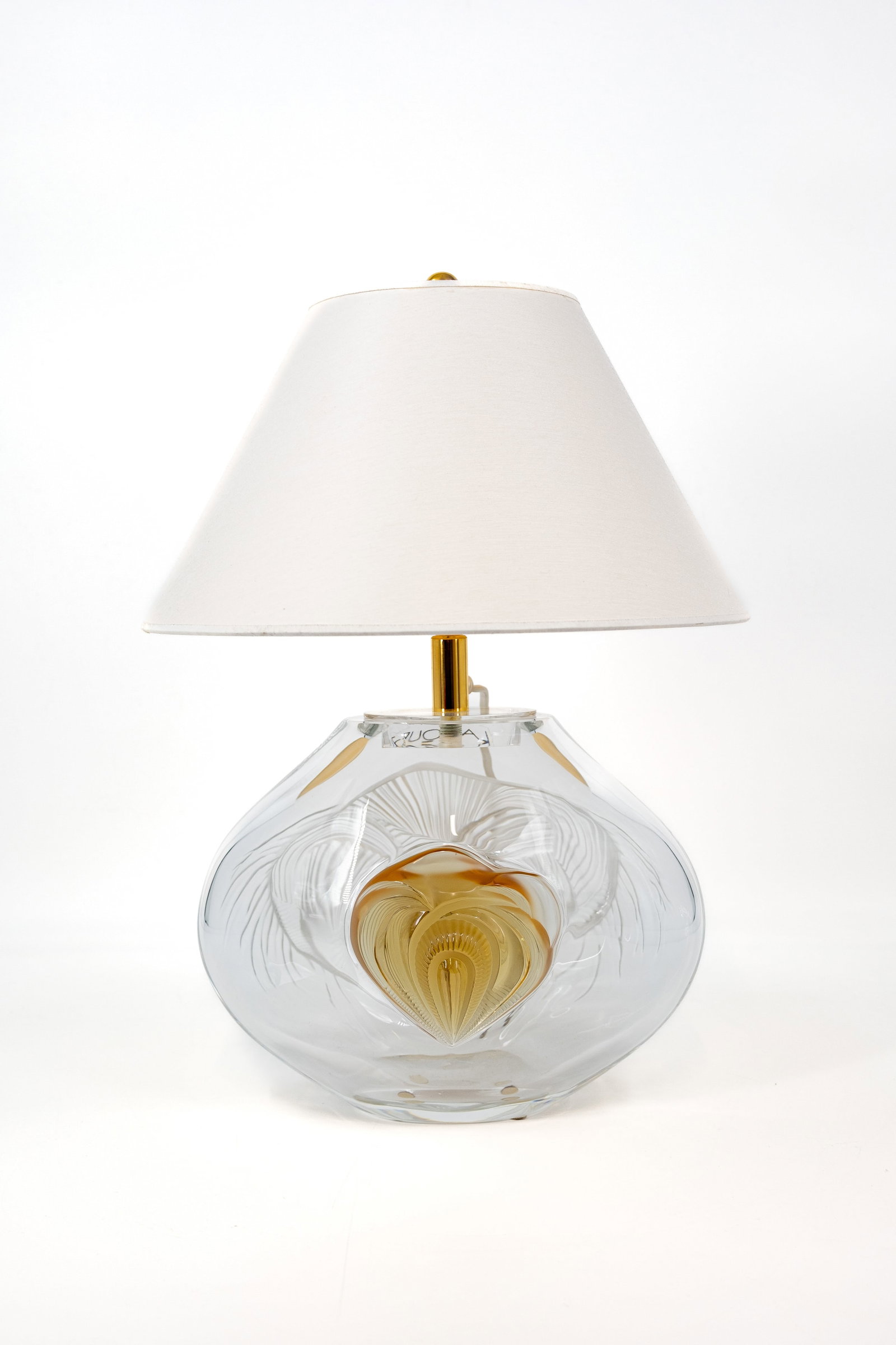 A French Lalique art glass vase with matching top for lamp transformation, model Tresses (1 of 14)
