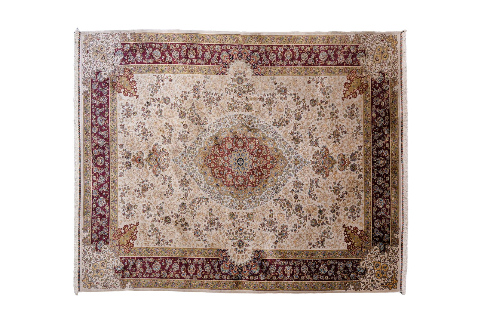 A large and finely hand-knotted Persian Oriental silk and wool carpet (1 of 11)