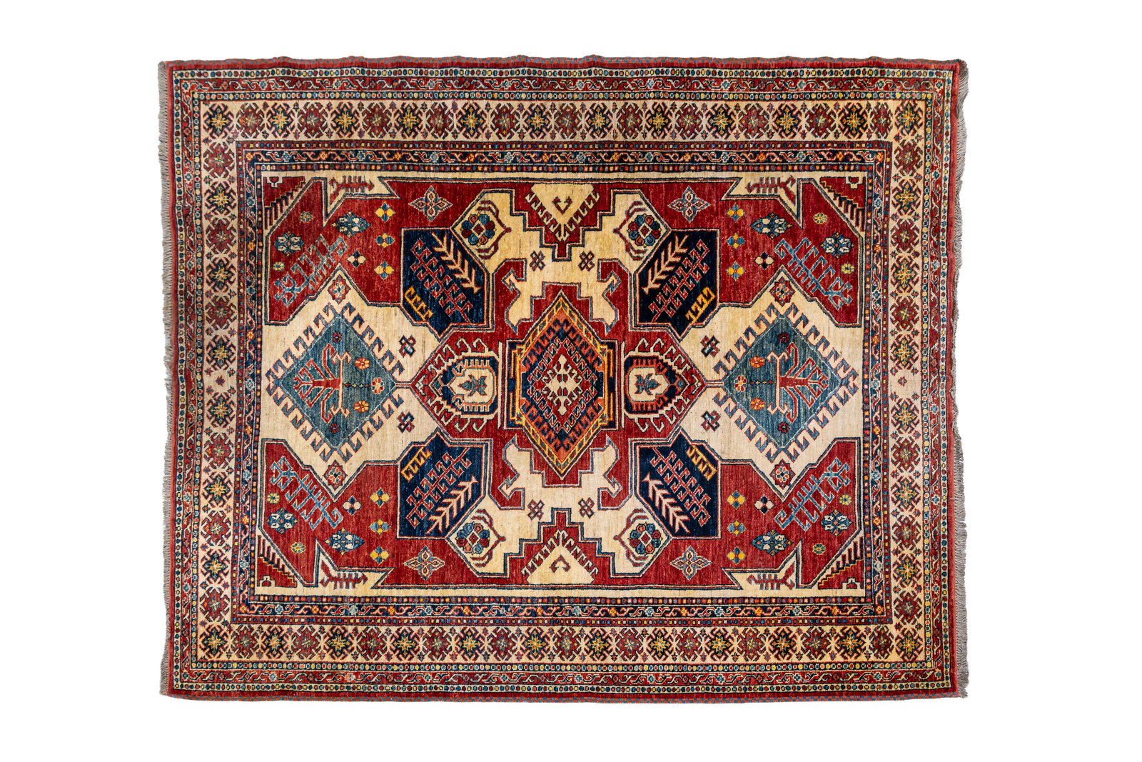 A large finely hand-knotted Persian wool carpet with geometric pattern decoration (1 of 8)