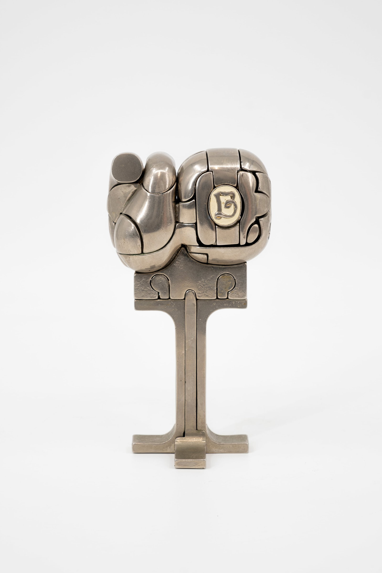 Miguel Ortiz BERROCAL (1933-2006) A modernistic "Mini Cristina" nickel plated metal puzzle sculpture (1 of 7)