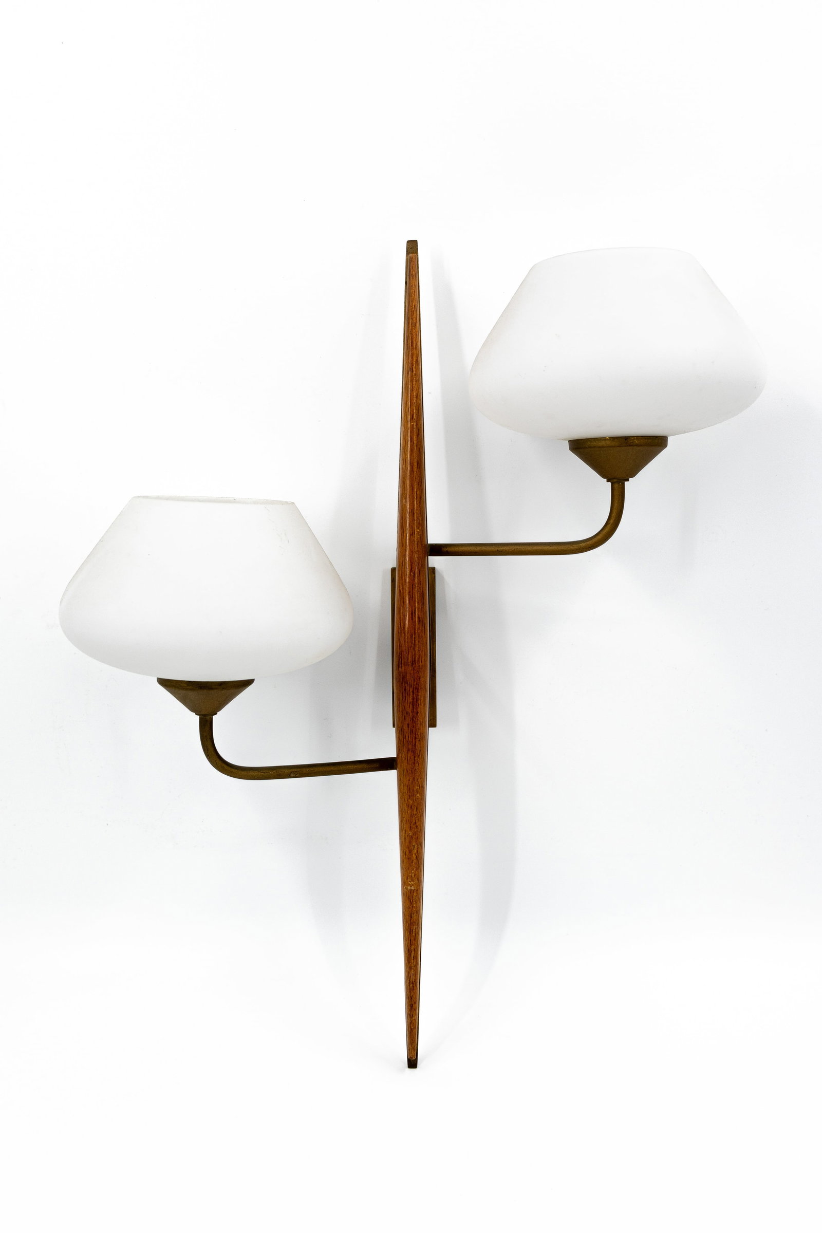 A vintage 1950s double sconce in opalin glass by Maison Lunel (1 of 7)