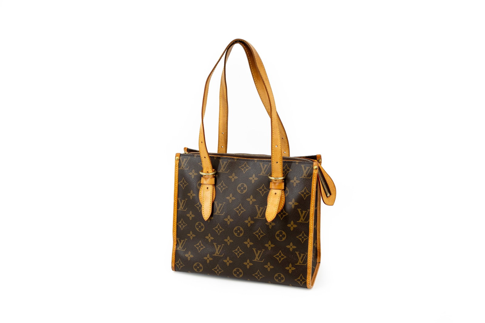 A Louis Vuitton shoulder bag model Popincourt in monogrammed canvas: A Louis Vuitton shoulder bag model Popincourt in monogrammed canvas with light leather trim and gold-toned hardware. Condition: very good condition except for some slight staining on the handles and s