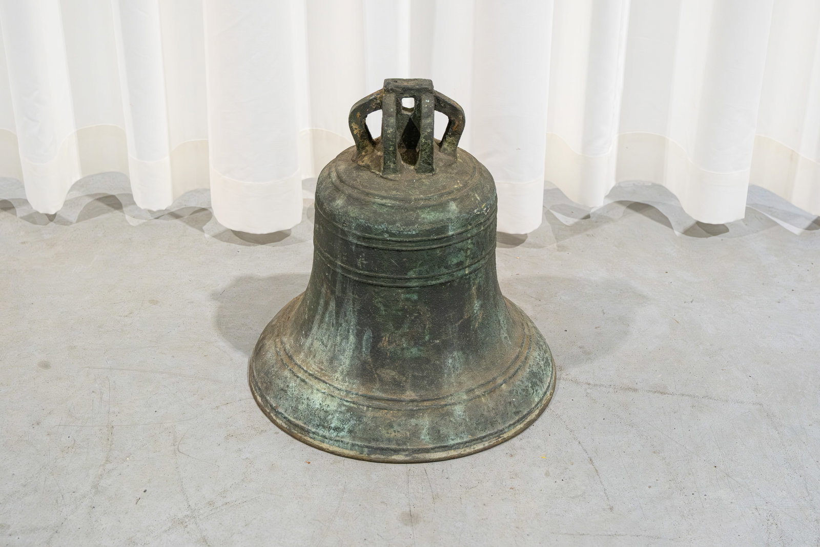 An antique religious cast bronze monastery bell: An antique religious cast bronze monastery bell. Dated 1841. H: 39 cm