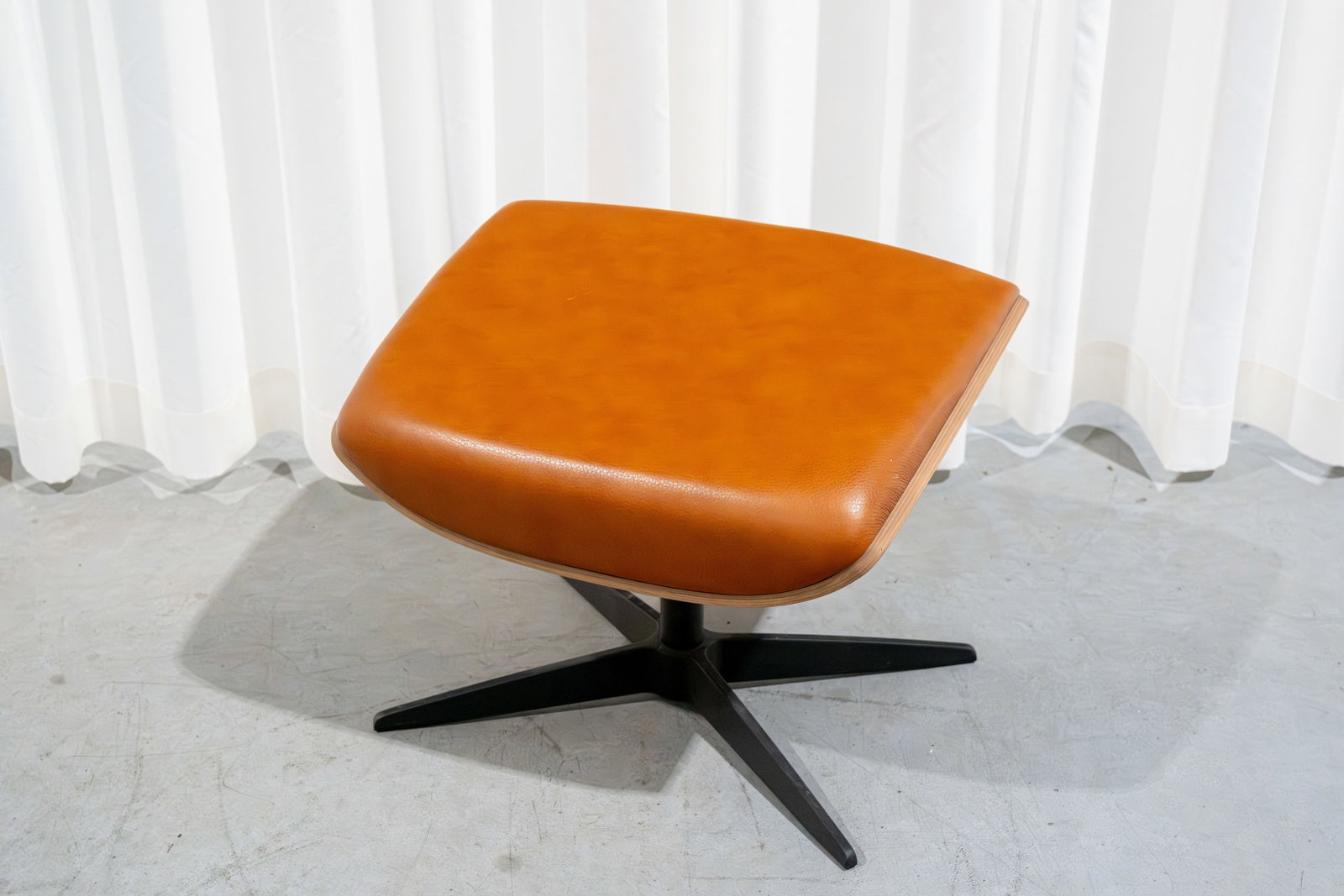 A design Ottoman walnut wood and leather footstool (1 of 3)