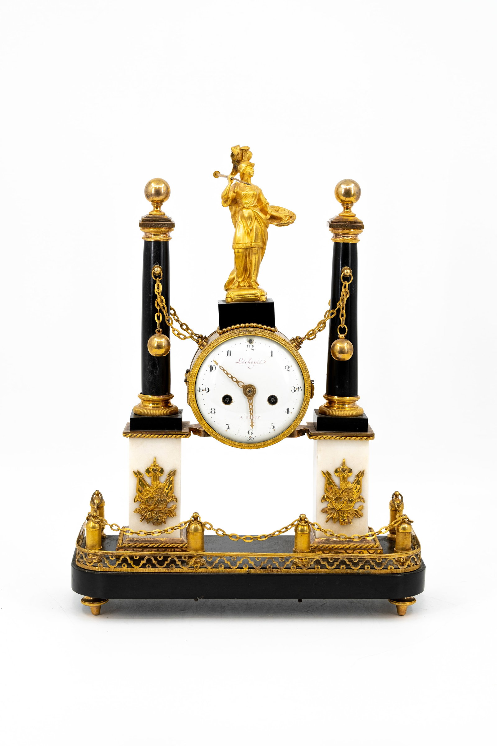 Adam Léchopié (1724-1795) A French Paris Louis XVI marble and gilt bronze portico clock (1 of 11)