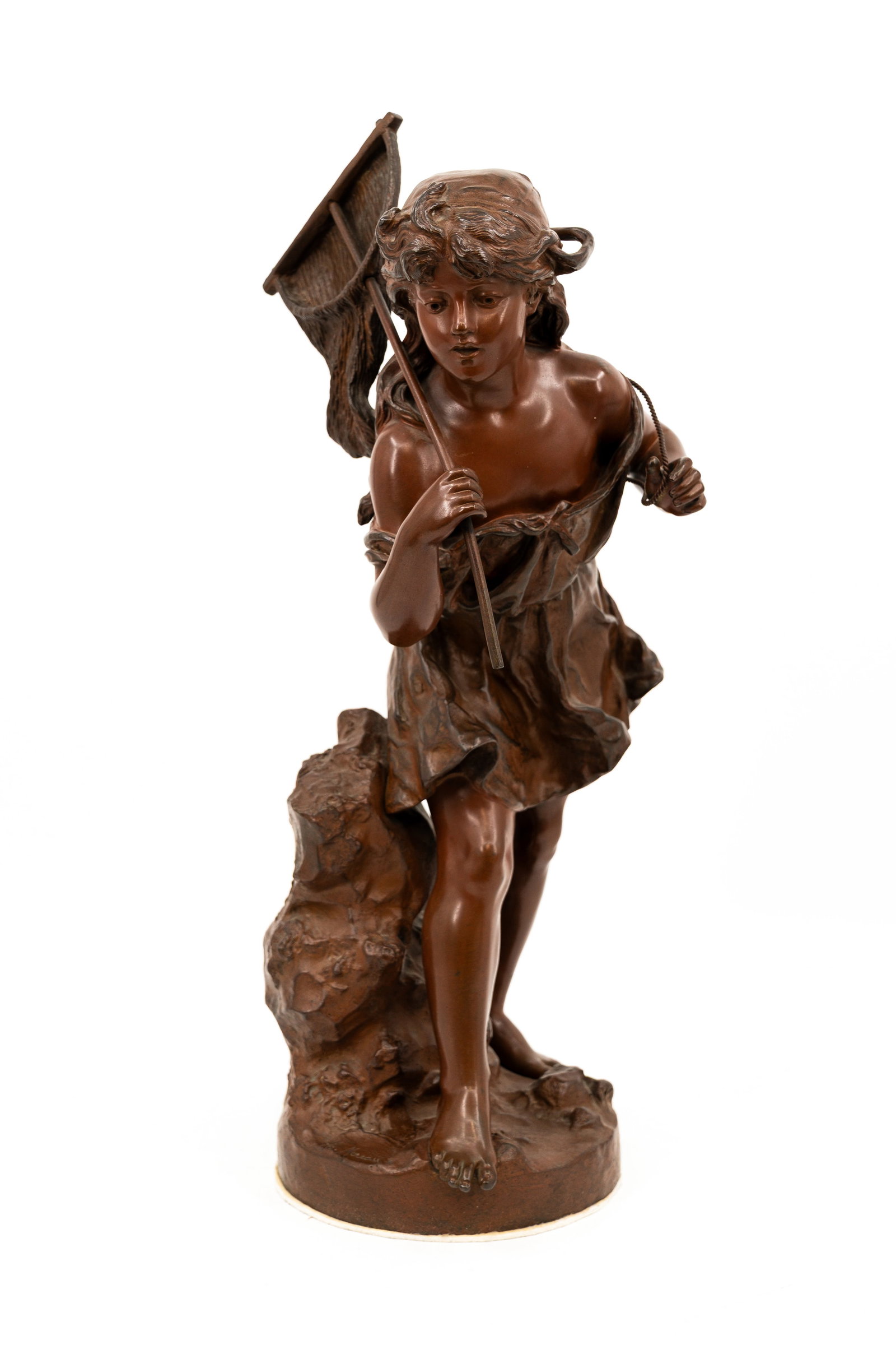 Hippolyte MOREAU (1832-1926) "The Female Fisher" A large French antique patinated bronze sculpture (1 of 11)