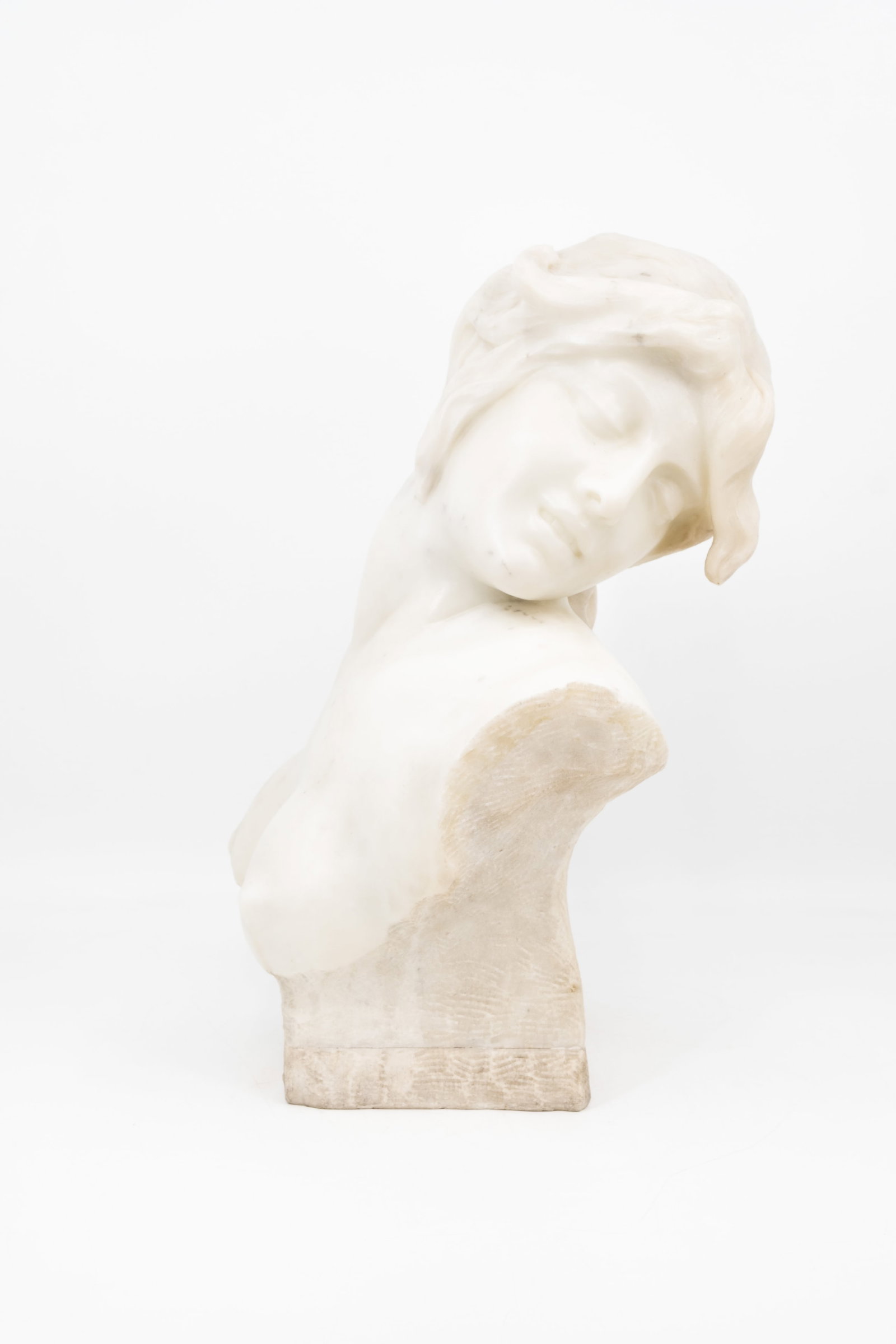 Jef LAMBEAUX (1852-1908) A large antique carved white marble bust (1 of 9)