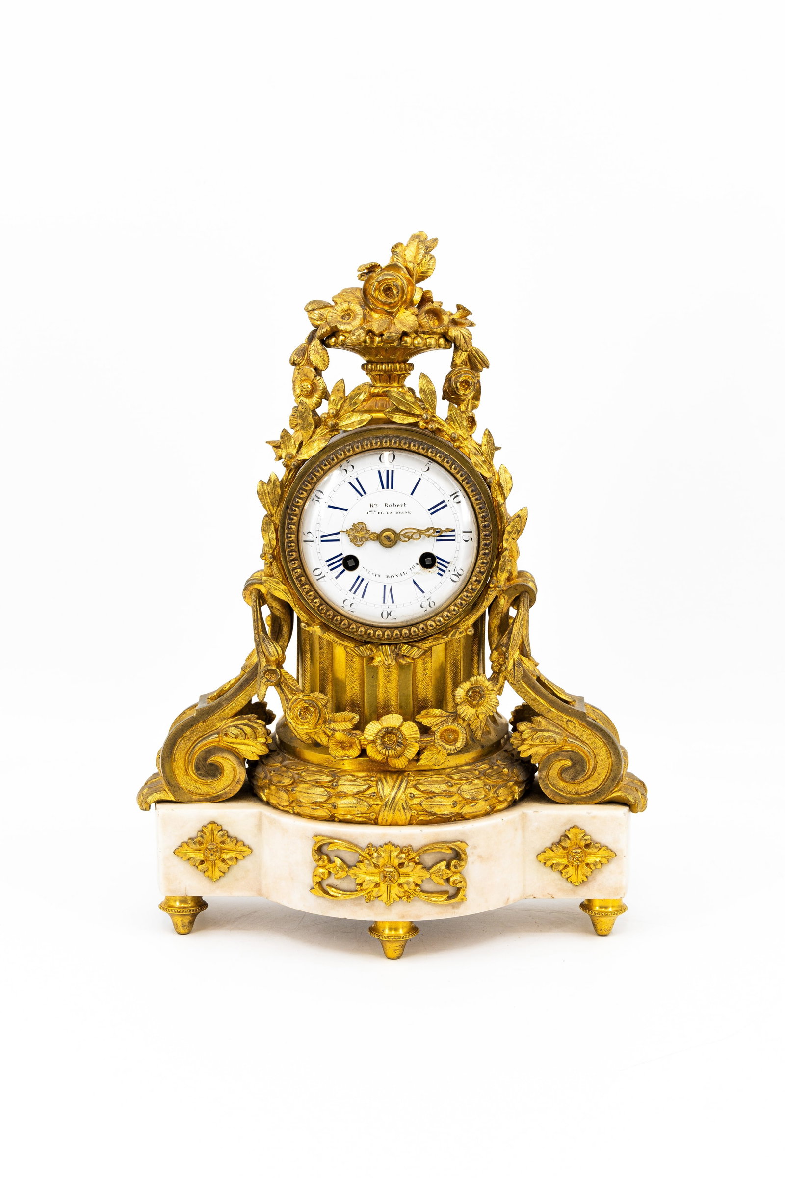 A French Louis XVI style marble and gilt bronze mantel clock (1 of 10)