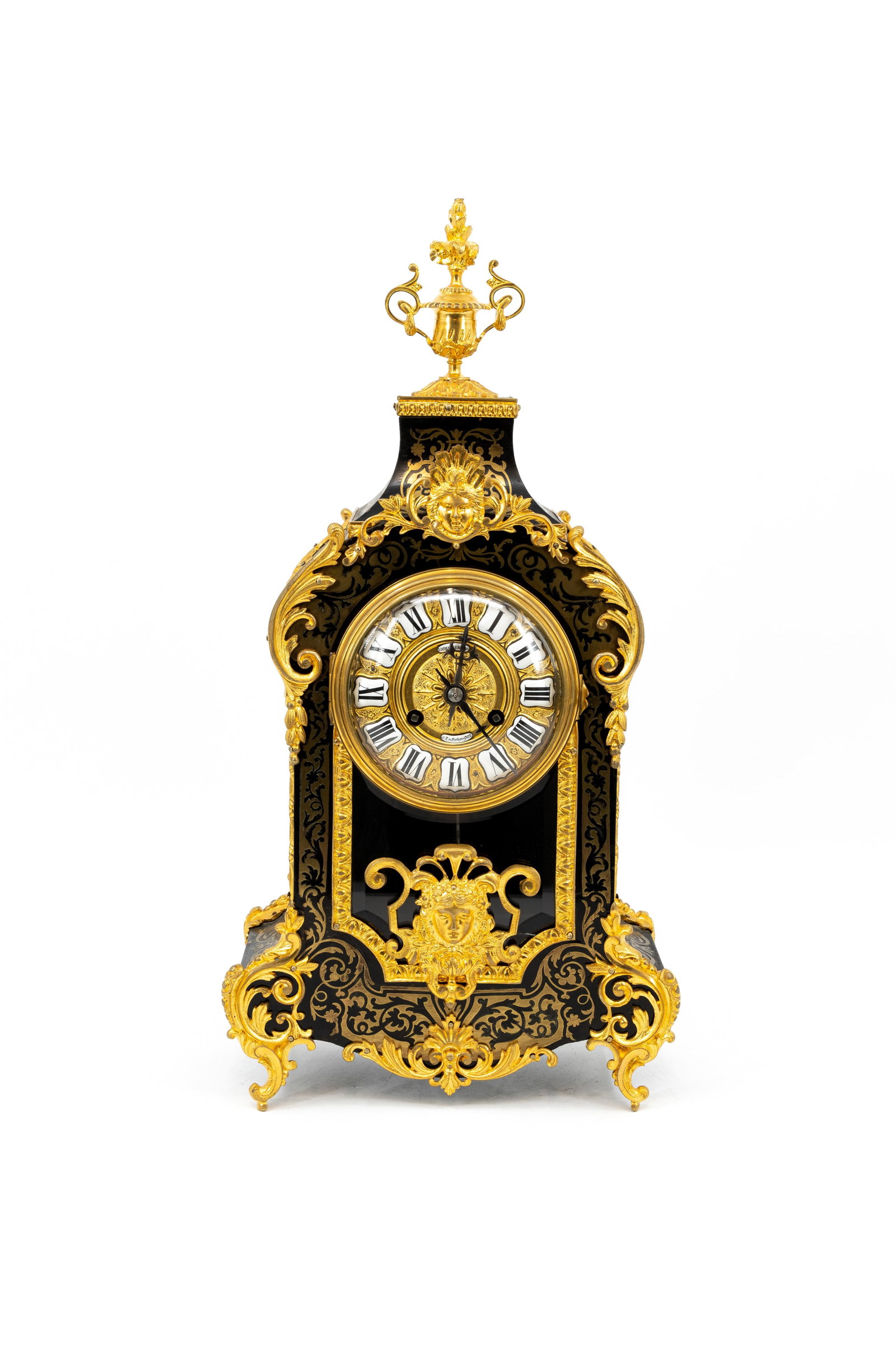 A French Louis XIV style mantel clock with gilt bronze mountings and Boulle-style inlay (1 of 11)