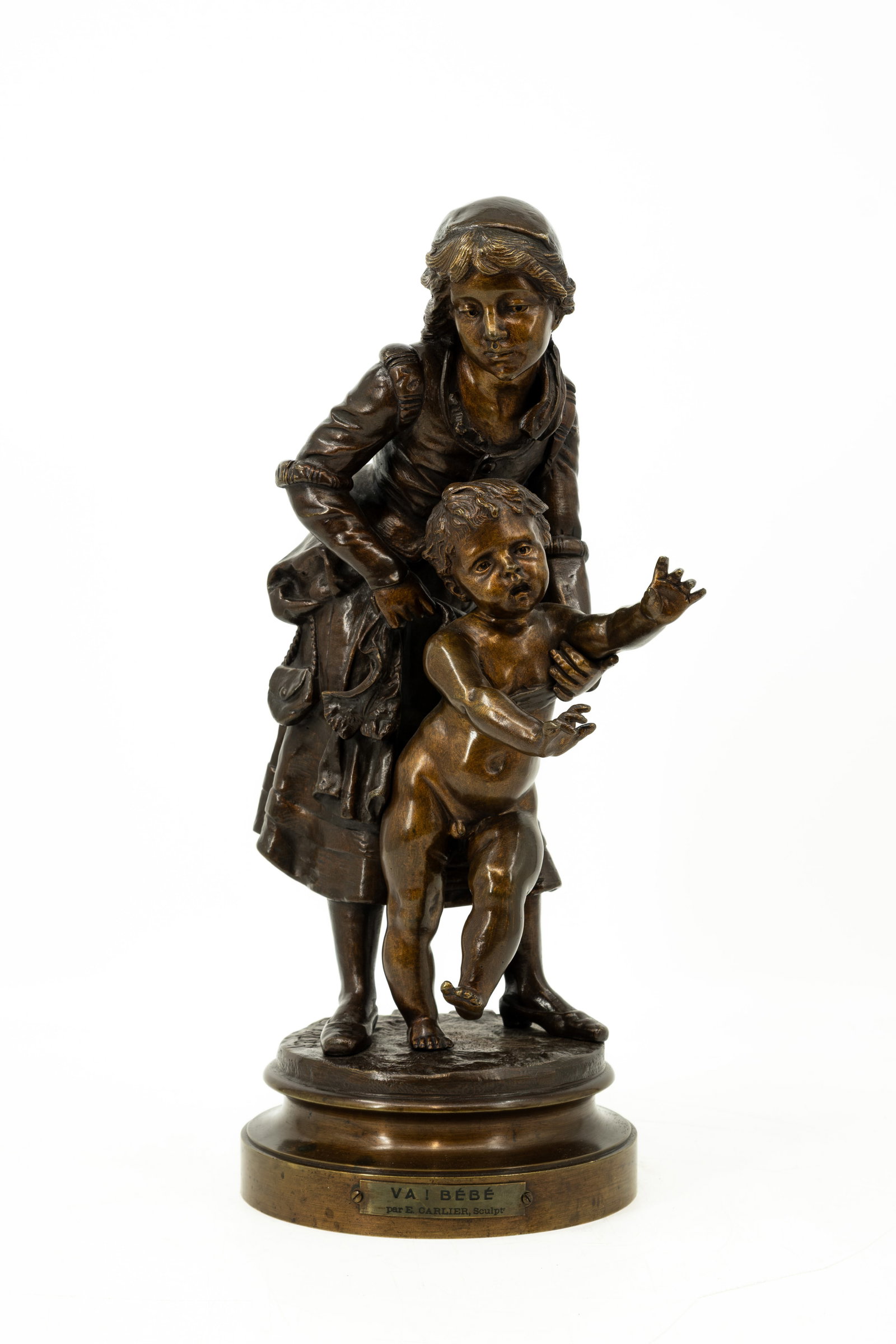 Emile CARLIER (1849-1927) "VA ! BEBE" An antique French patinated bronze sculpture (1 of 10)