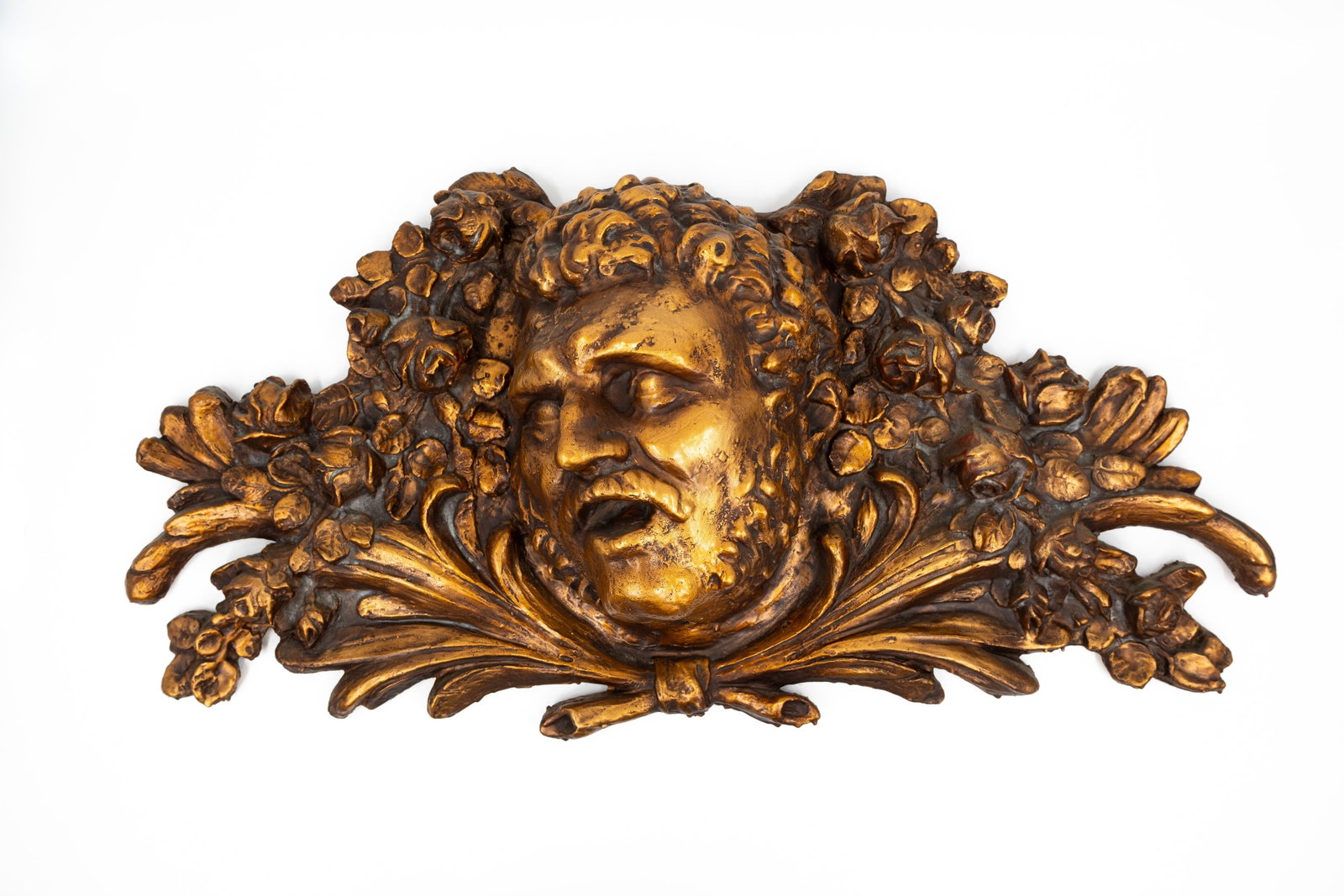 An antique imposing gilt plaster wall ornament (1 of 6)