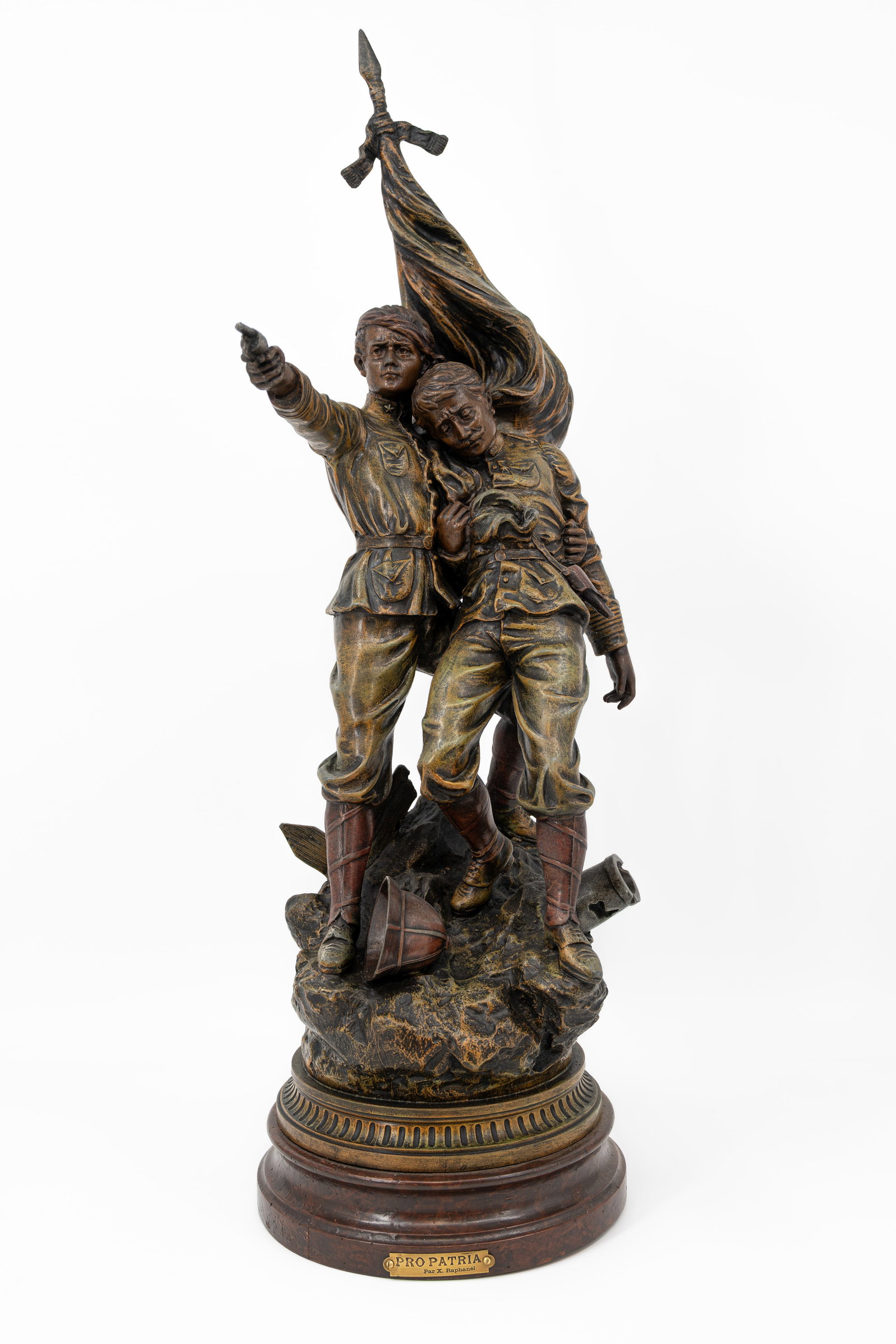 Xavier RAPHANEL (1877-1957) "Pro Patria" An antique French patinated spelter sculpture (1 of 9)
